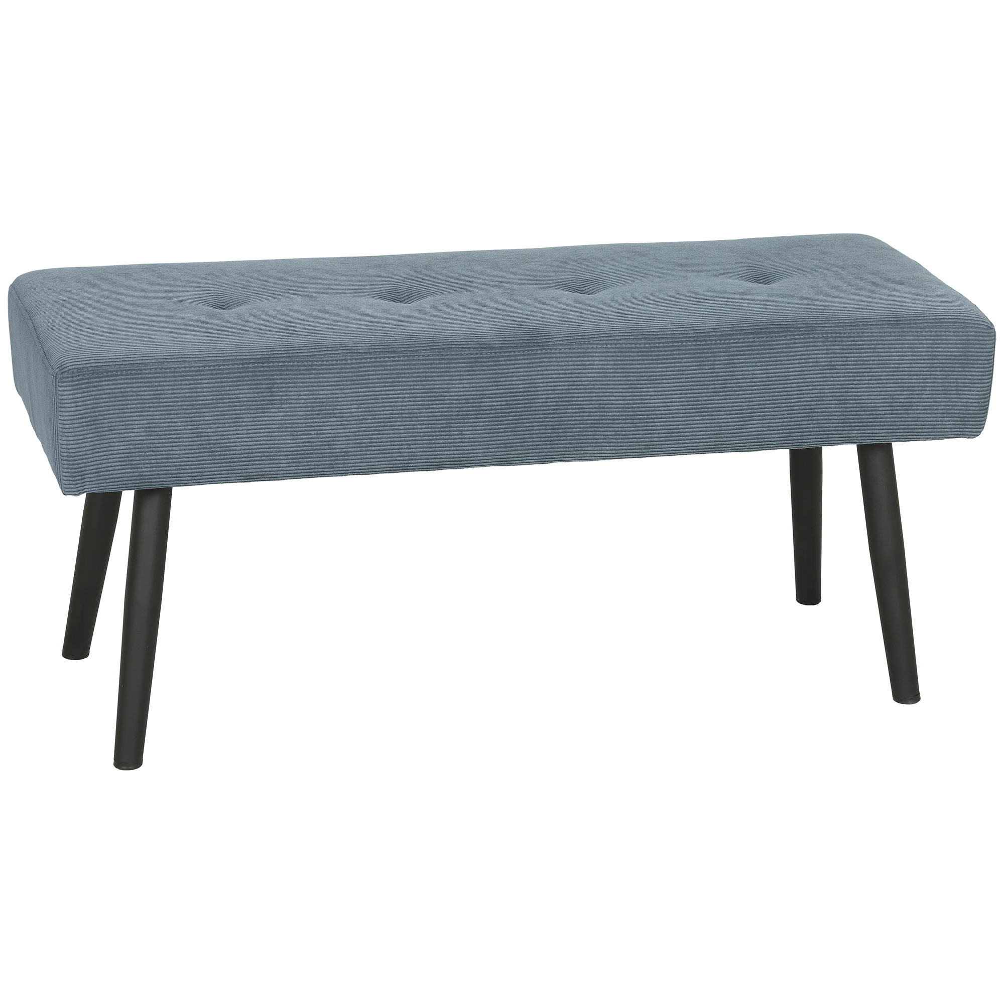 Homcom Blue Upholstered Bedroom Entryway Bench, Modern Corduroy Tufted End Of Bed Bench With Padded Seat And Steel Legs,