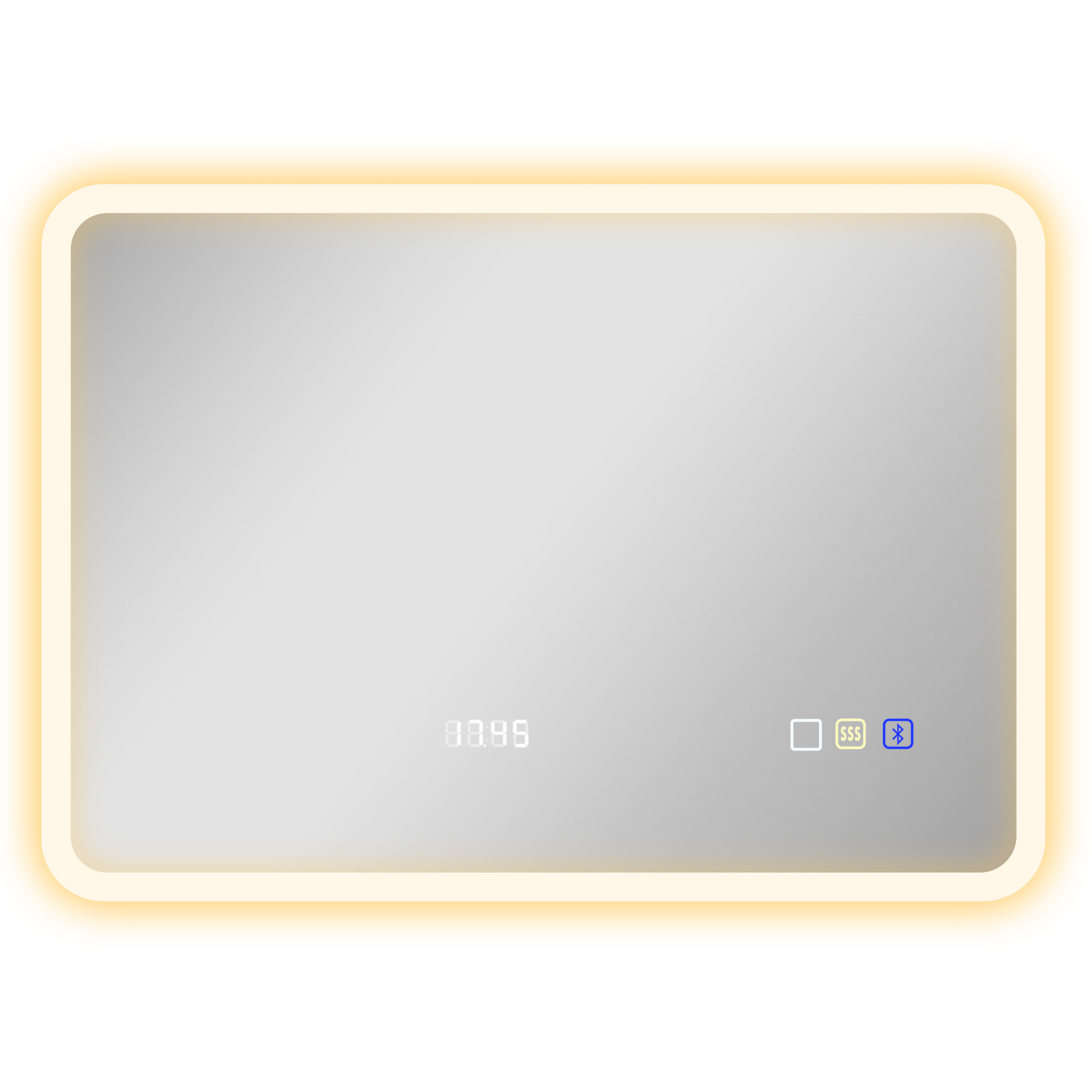 HOMCOM Espejo de Baño con Luz LED 70x50 cm con Bluetooth 3 Colores de Luz Reloj Digital Función Antivaho Función de Memoria