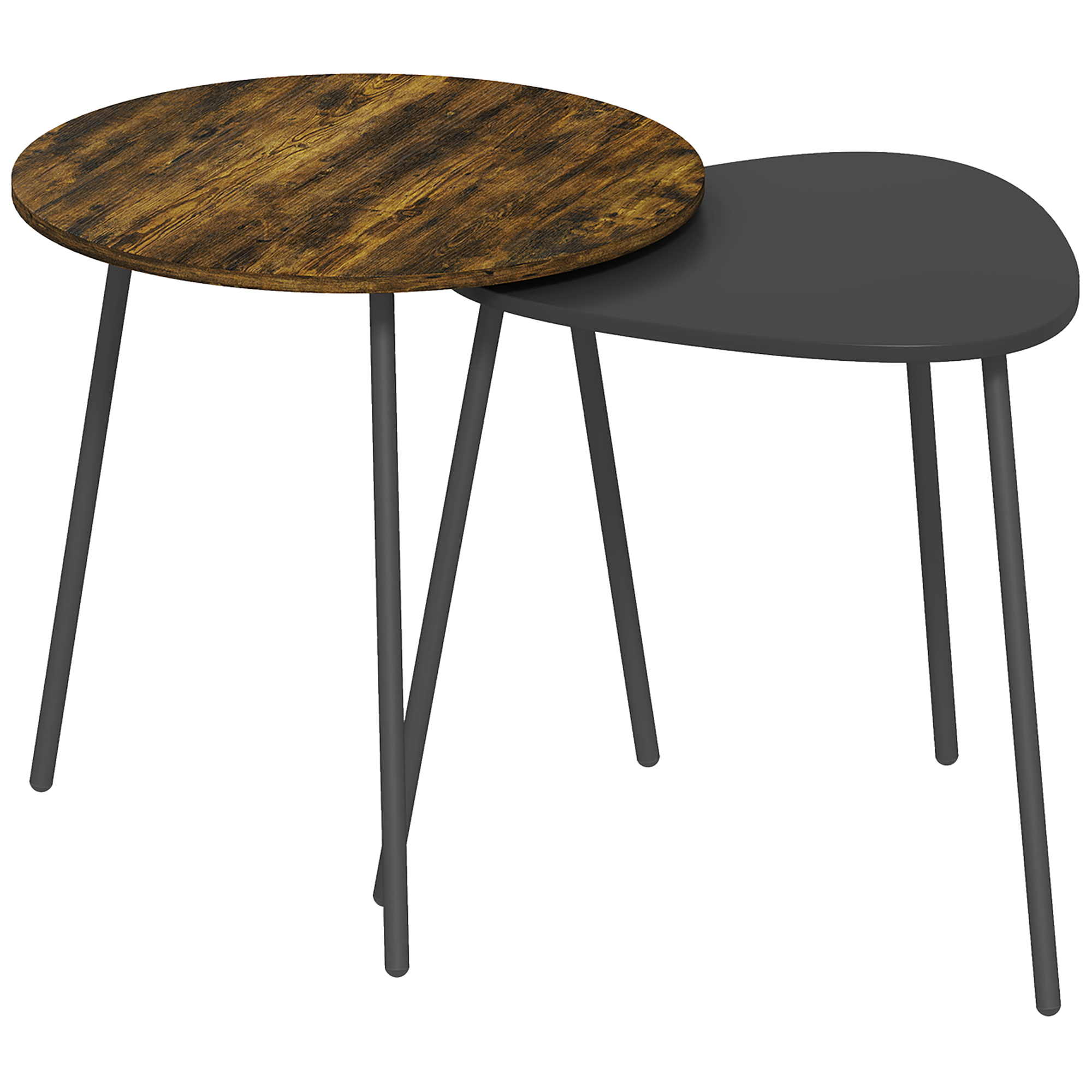 HOMCOM Nesting Side Table Set of 2 – Rustic Brown