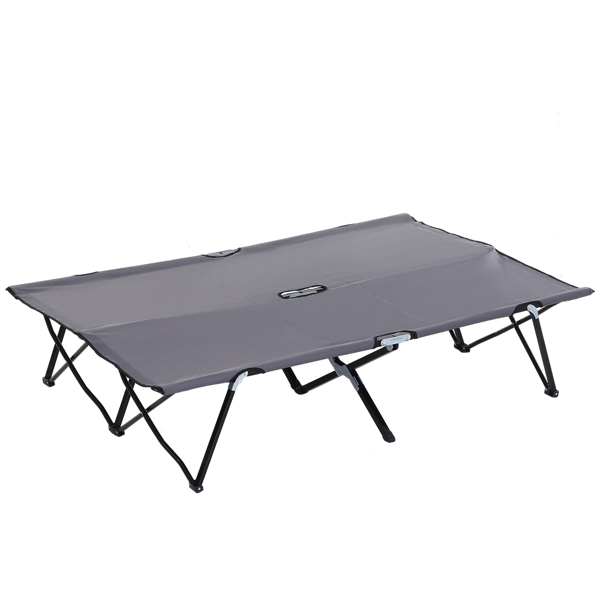Outsunny Double Camping Cot Bed, with Bag – Grey Outsunny Double Camping Cot Bed, with Bag – Grey