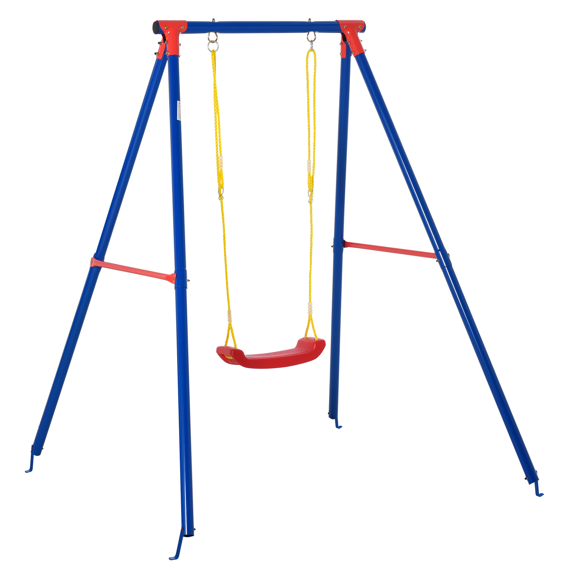 Outsunny Kids Swing Set Toddler Swing Adjustable Rope Heavy Duty A-Frame Stand Outdoor Playset for 3-8 Years Old Blue Outsunny Kids Swing Set Toddler Swing Adjustable Rope Heavy Duty A-Frame Stand Outdoor Playset for 3-8 Years Old Blue