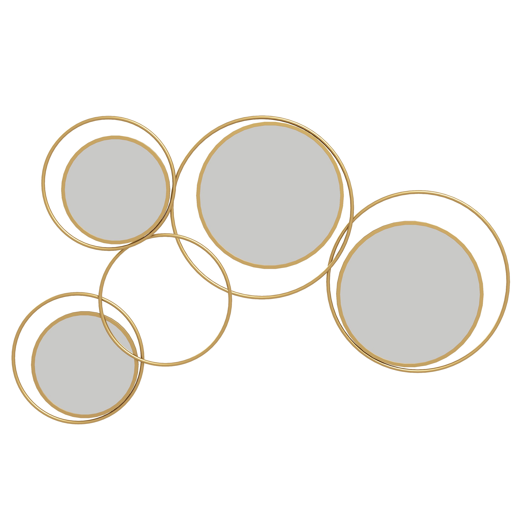 HOMCOM Espejo Decorativo de Pared de Metal 3D Decoración con 4 Espejos Redondos para Salón Dormitorio Pasillo 110x68 cm Dorado | Aosom España