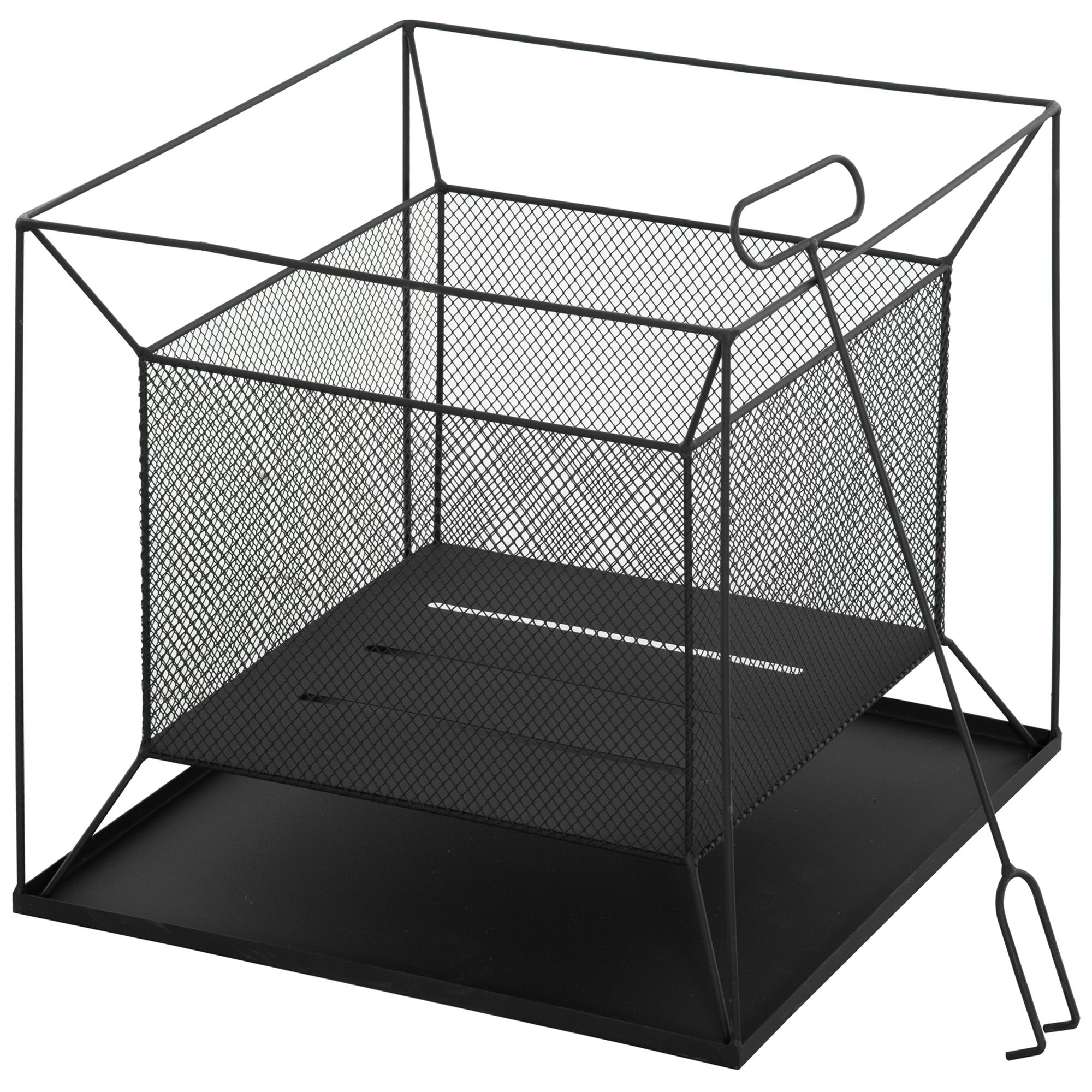 Outsunny Feuerschale Modern, rechteckig, Feuerkorb, Feuerstelle für Garten, Camping, BBQ, Metall, Schwarz, 45x45x43cm Aosom
