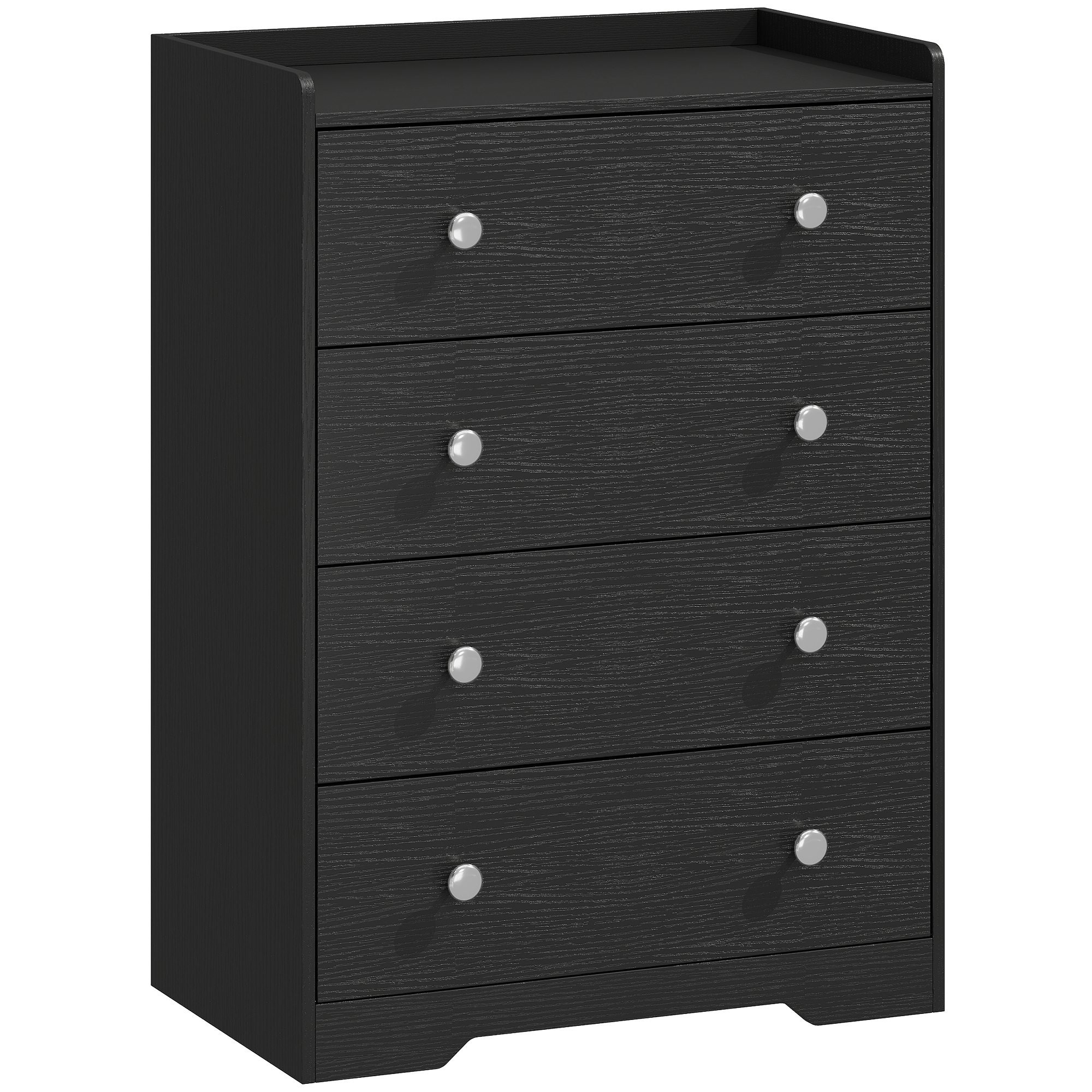 HOMCOM 4 Drawer Chest of Drawers, Modern Dresser for Bedroom, Storage Cabinet for Living Room Entryway, Black Wood Effect