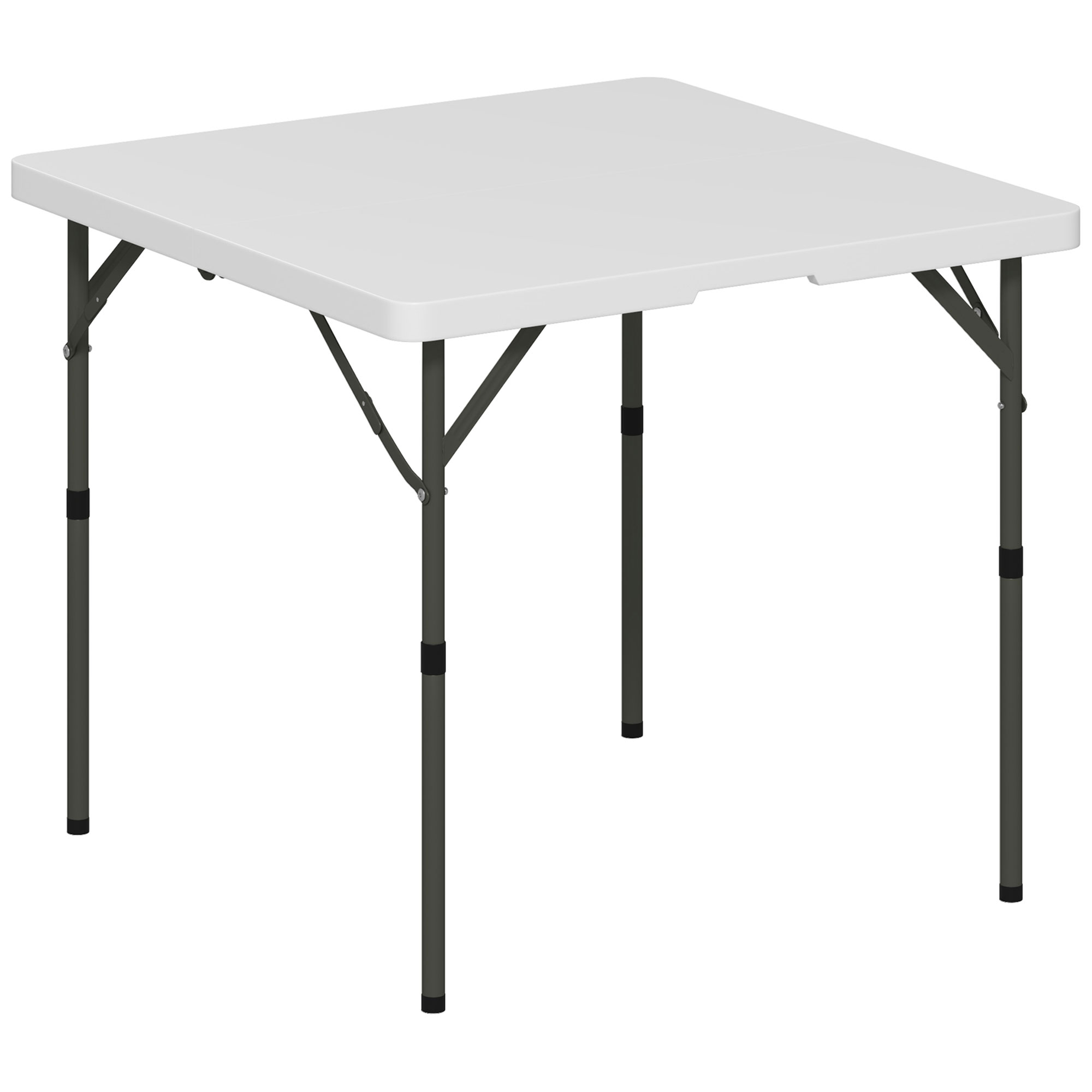 Outsunny Masă de Camping Pliabilă cu 2 Înălțimi Reglabile, 86x86x74 cm, Alb | Aosom Romania
