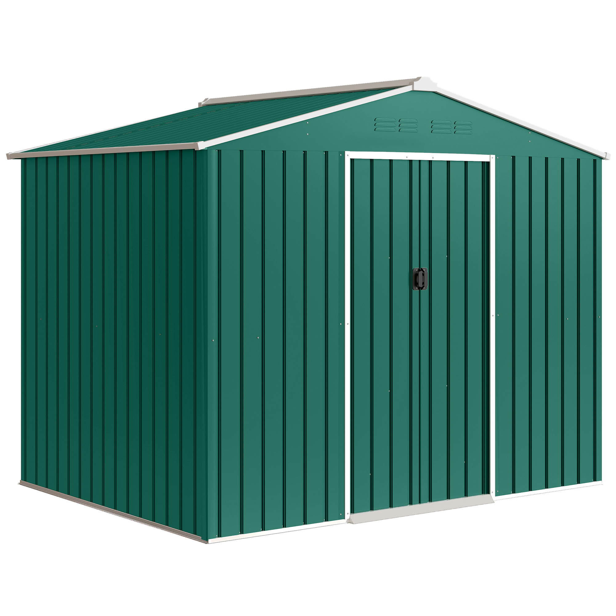Outsunny Cobertizo de Jardín Exterior 3,6 m² 236x171x191 cm con Puertas Correderas y Ranuras de Ventilación Verde