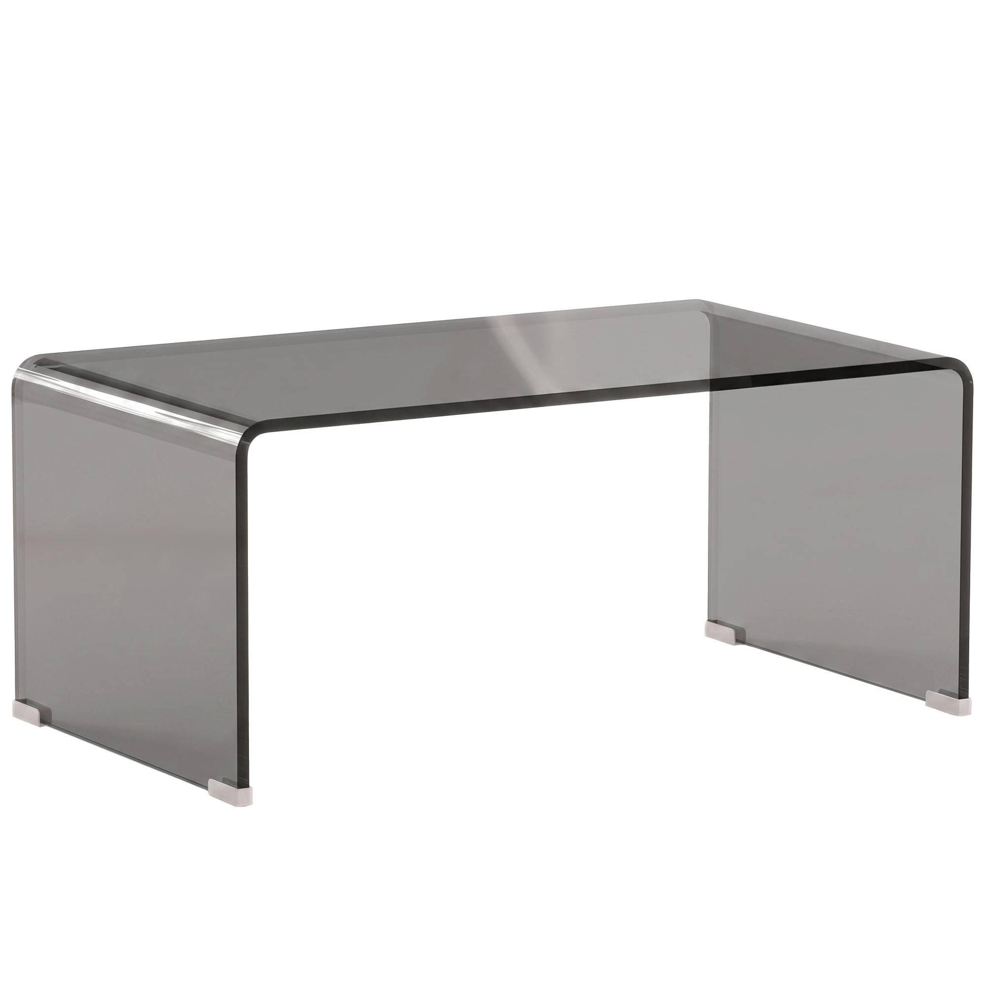 HOMCOM Glas-Couchtisch, rechteckiger Wohnzimmertisch im modernen Design aus gehärtetem Glas mit abgerundeten sicheren Kanten, 80 x 45 x 35 cm, Hellgrau Transparent Aosom