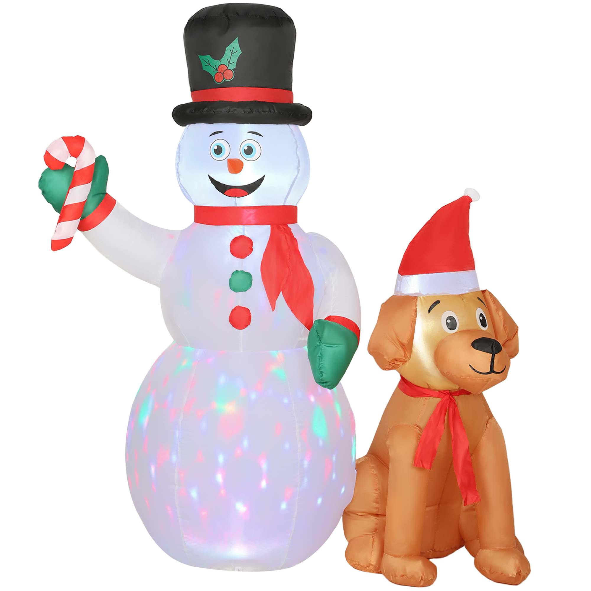 Outsunny 6FT Christmas Inflatables Snowman & Dog with Built-in LED Lights and Flashing Light, Blow Up Christmas Inflatable Decoration for Indoor Outdoor Decor, Garden Outsunny 6FT Christmas Inflatables Snowman & Dog with Built-in LED Lights and Flashing Light, Blow Up Christmas Inflatable Decoration for Indoor Outdoor Decor, Garden