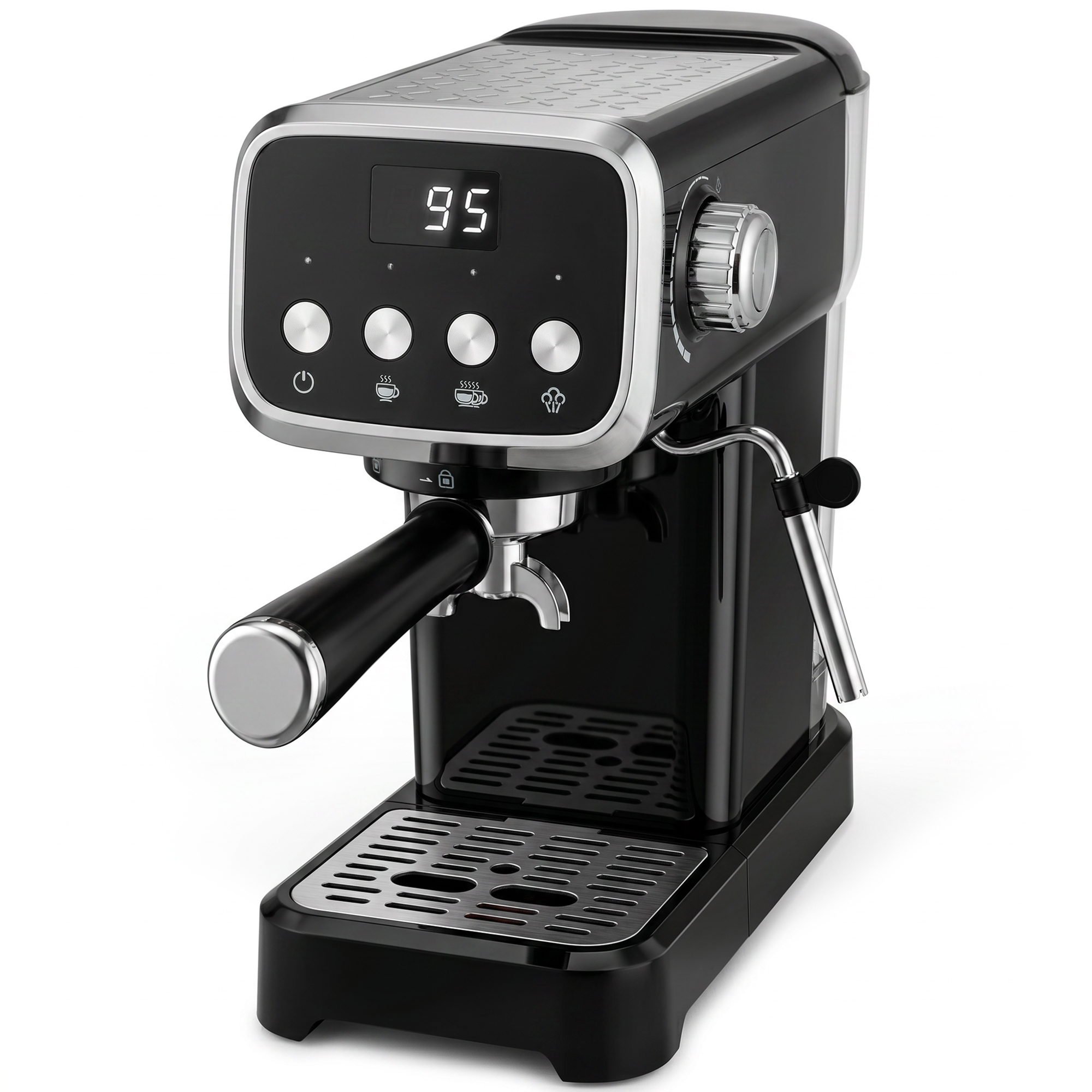 Homcom Black Espresso Machine, 20-Bar Cappuccino Coffee Maker With Frother Wand, 1.2 L Water Tank,