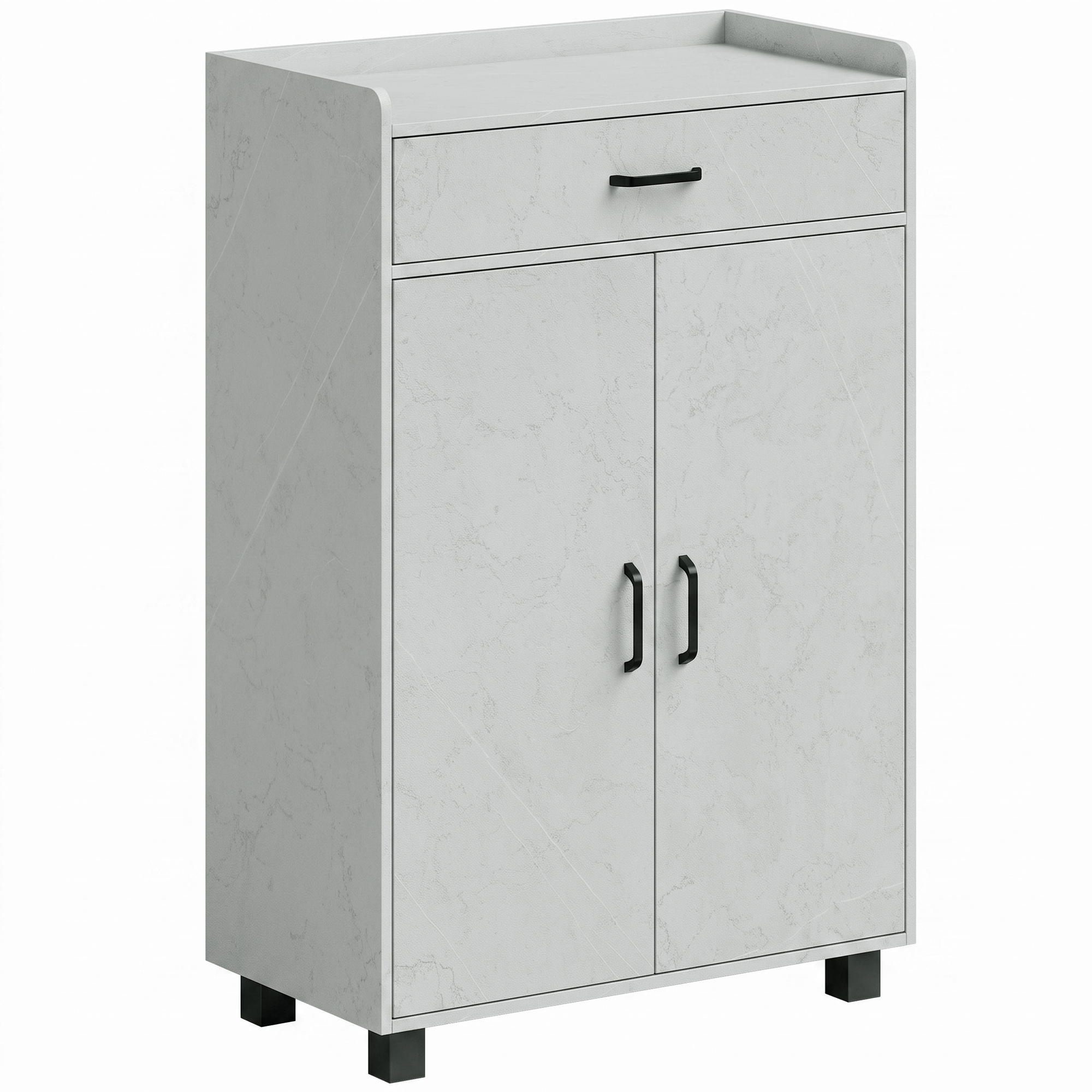 HOMCOM Schuhschrank, Schuhkommode mit 2 Türen, Schublade, 5 Fächer und höhenverstellbare Regalböden, Aufbewahrungsschrank für Flur, Eingang, Ankleide, 62,5 x 35 x 95 cm, Grau Aosom