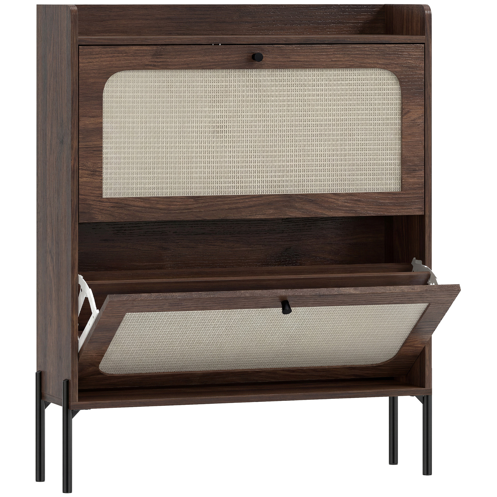 HOMCOM walnut storage unit in rattan (ref. 837-719V81DR)