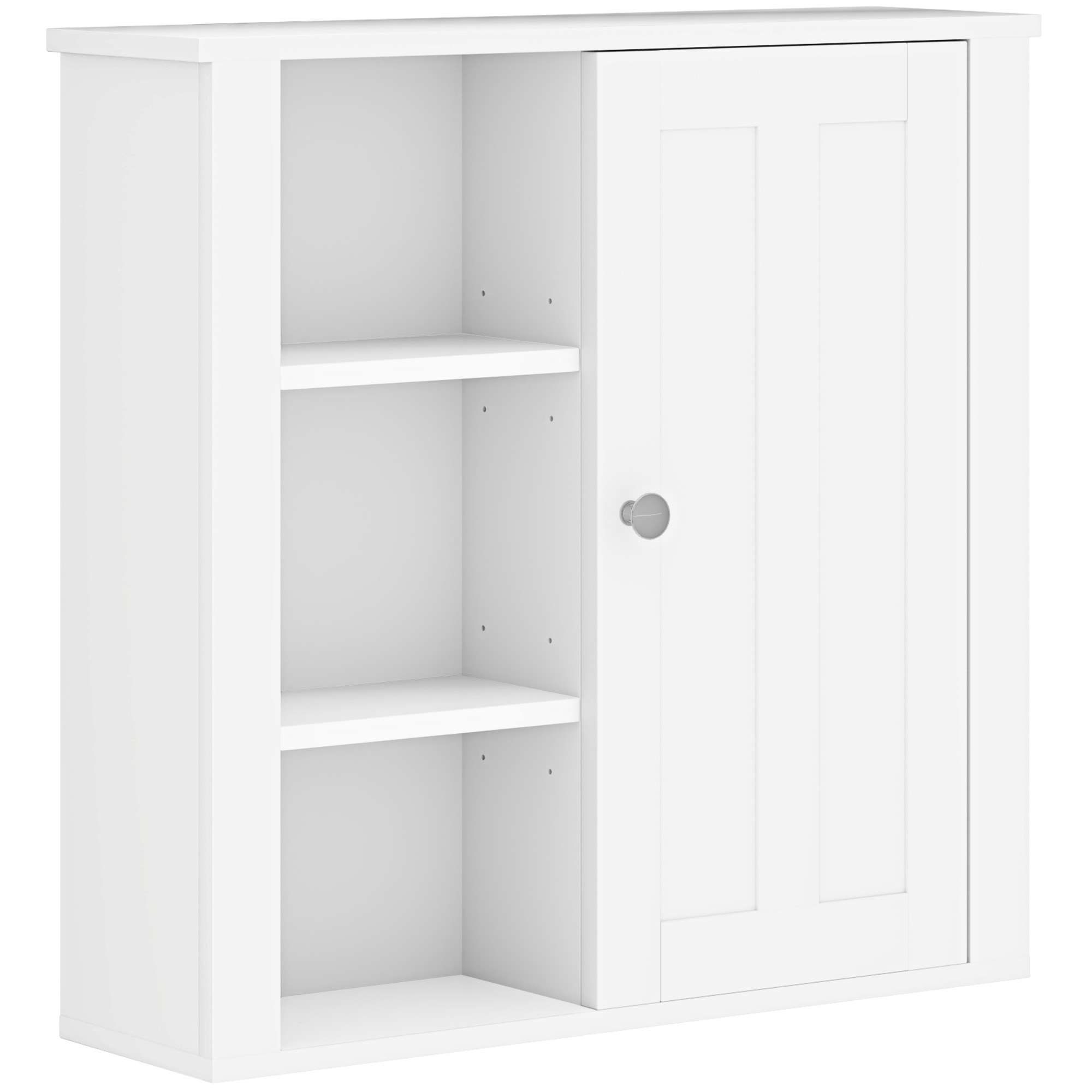 HOMCOM Bathroom Cabinet, Modern Bathroom Wall Cabinet with Adjustable Shelves and Cupboard, 53W x 15D x 51H cm, White   Aosom UK