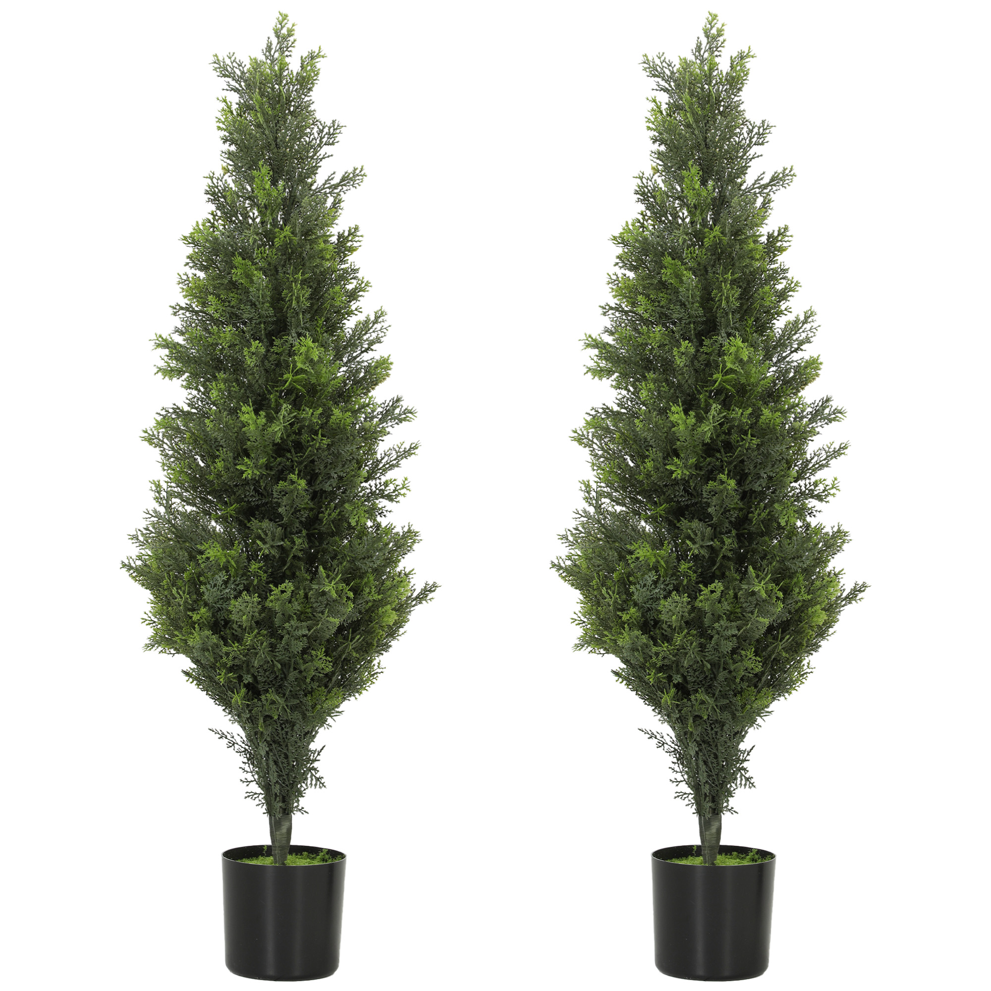 HOMCOM Set 2 plante artificiale de chiparos, 90 cm, pentru interior și exterior, cu ghiveci, 564 frunze, verde | Aosom Romania
