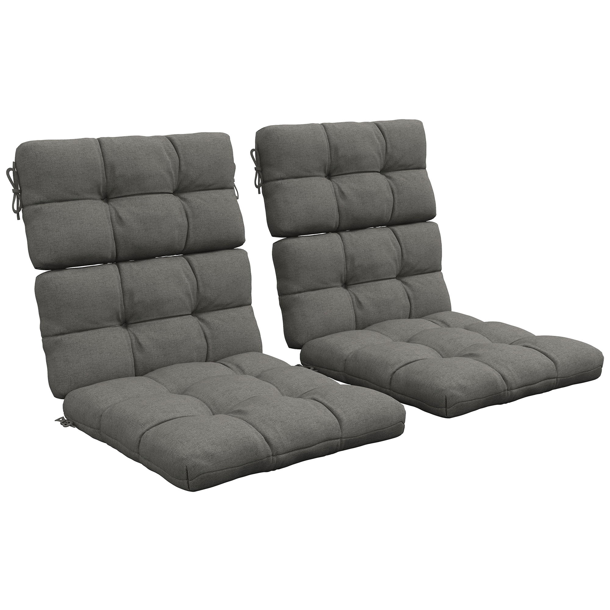 Outsunny 2-Piece Seat Cushion Replacement with Backrest, Garden Patio Chair Cushions Set with Ties, Charcoal Grey Outsunny 2-Piece Seat Cushion Replacement with Backrest, Garden Patio Chair Cushions Set with Ties, Charcoal Grey