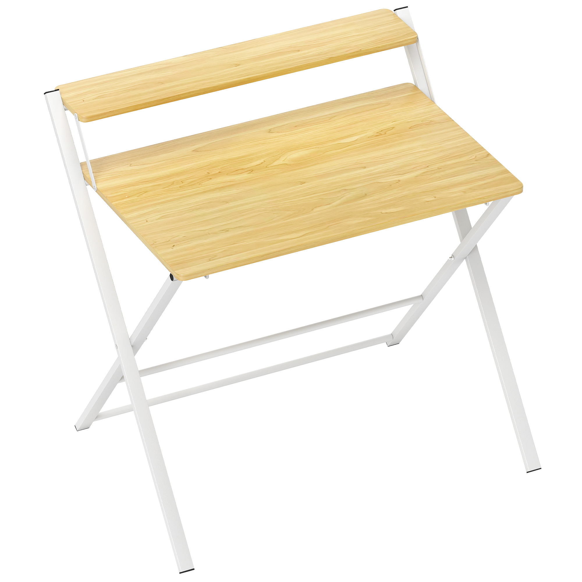 HOMCOM Escritorio Plegable con Estante Abierto Escritorio Pequeño para Estudio Hogar Oficina 86x66x82 cm Natural