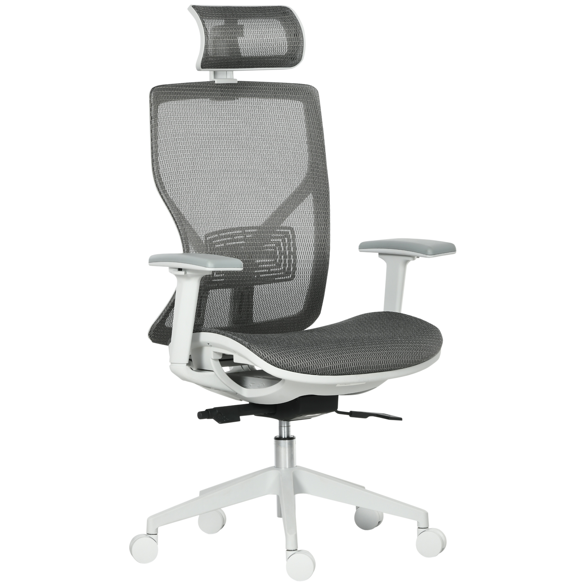 Vinsetto Silla de Oficina Giratoria Silla de Escritorio Ajustable con Reposabrazos Reposacabezas y Soporte Lumbar 67x65x120-128 cm Gris | Aosom España