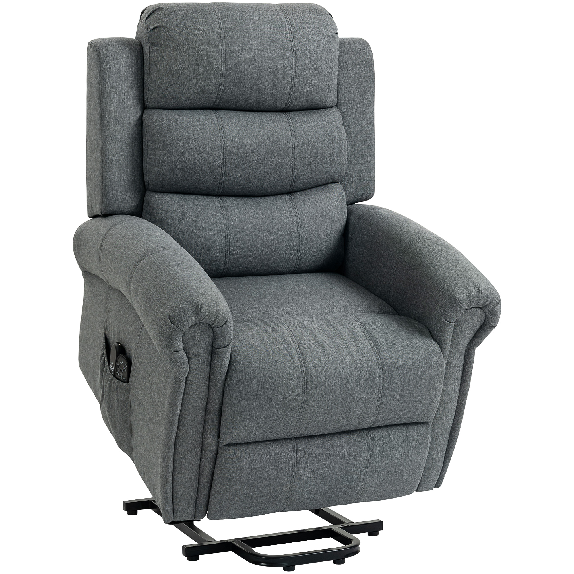 HOMCOM Sillón Relax Reclinable Eléctrico Levanta Personas con Masaje Vibratorio y Calor Control Remoto Gris
