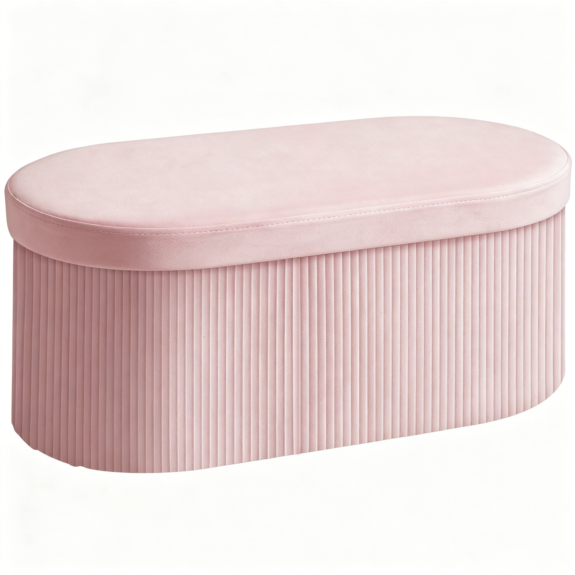 HOMCOM Puff Almacenaje Banco Almacenaje Plegable 72 L 76x38x35 cm Tapizado en Terciopelo Baúl de Almacenamiento Rosa
