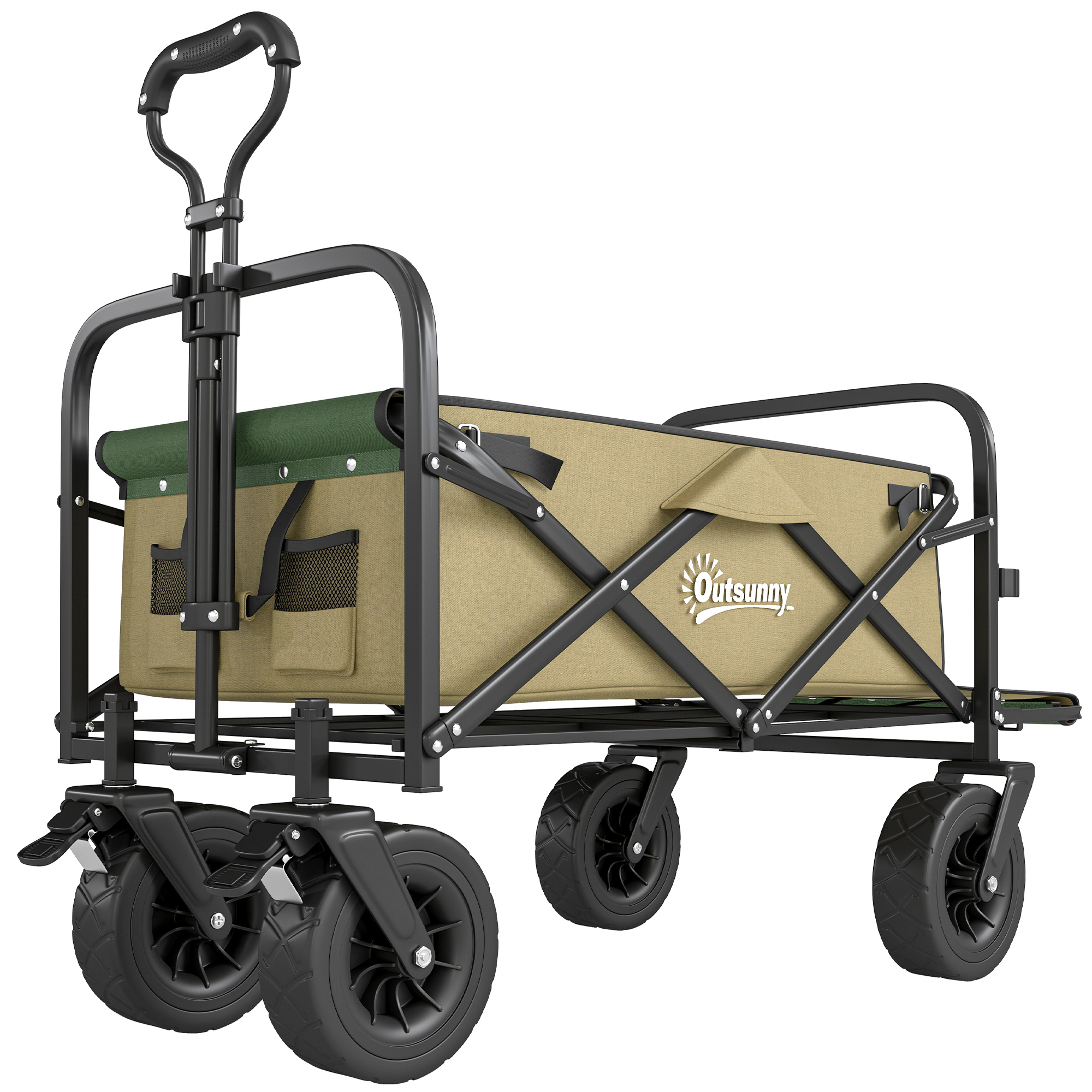 Outsunny Carucior de Exterior Pliabil, Rezistent pentru Camping, cu Usa in Spate Deschidere si Maner Telescopic | Aosom Romania