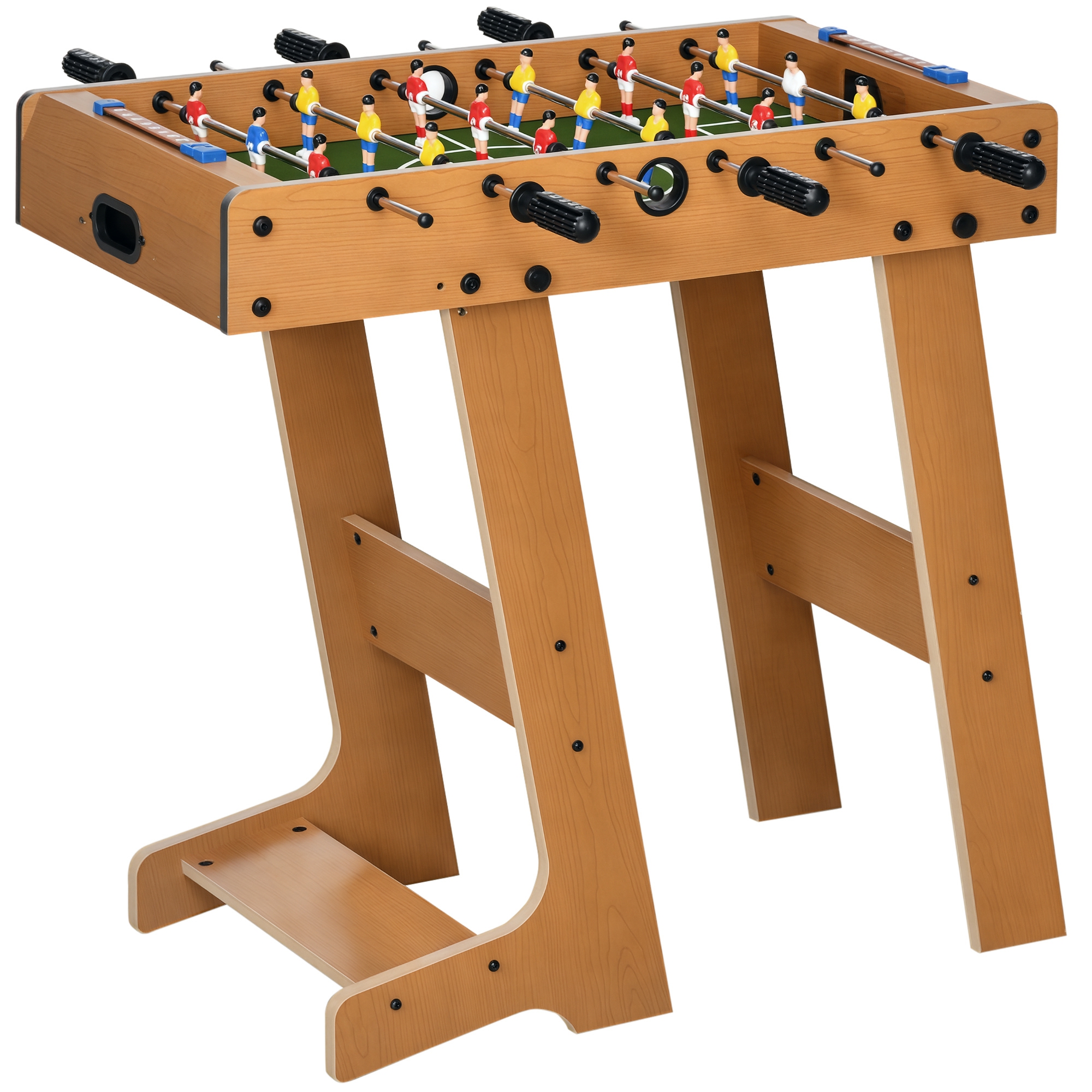 HOMCOM Futbolín de Mesa para Niños y Adultos 69x37x70 cm con 2 Bolas 6 Asas 2 Marcadores de Puntos 18 Jugadores Patas Plegable Natural | Aosom España