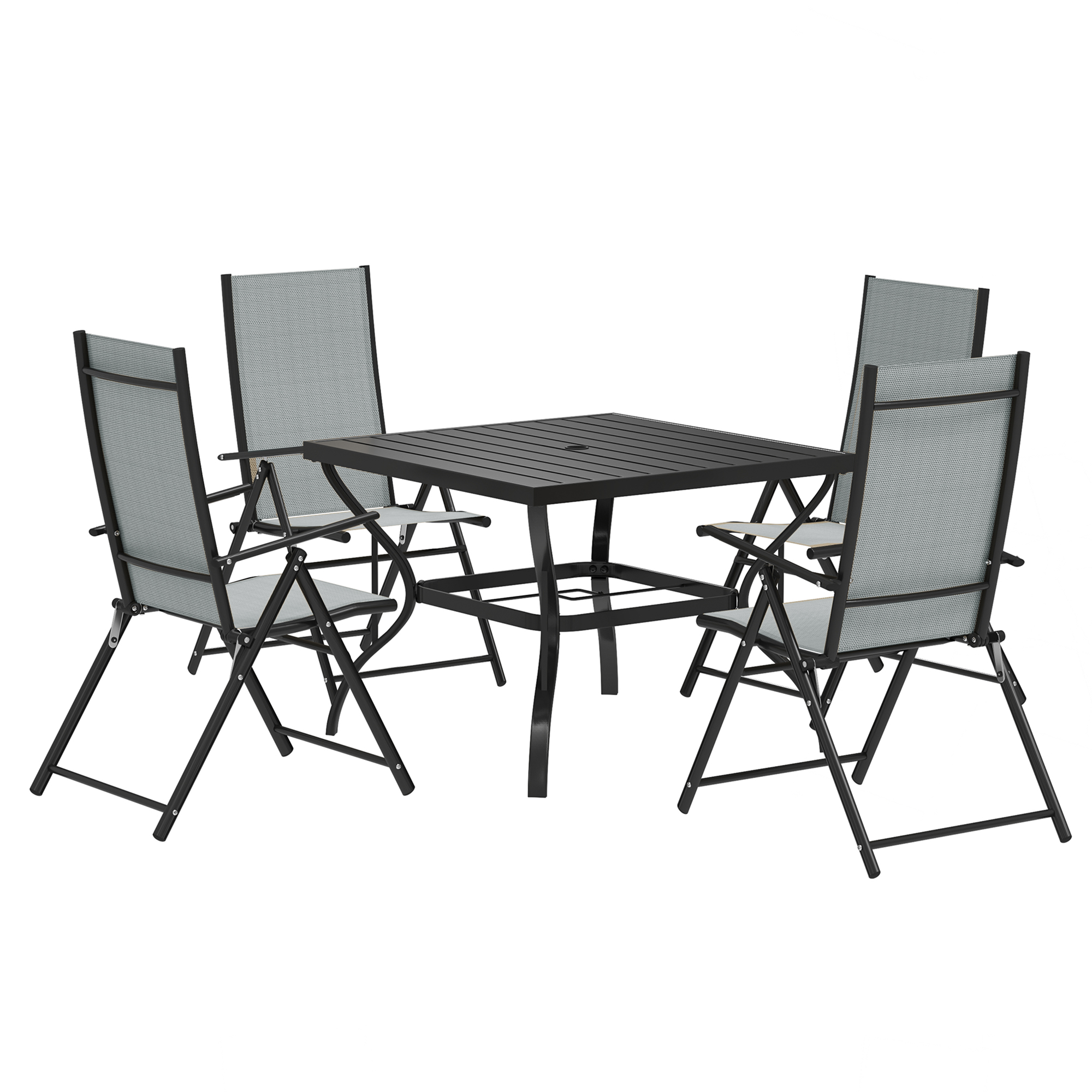 Outsunny Five-Piece Steel Frame Patio Set – Grey/Black Outsunny Five-Piece Steel Frame Patio Set – Grey/Black