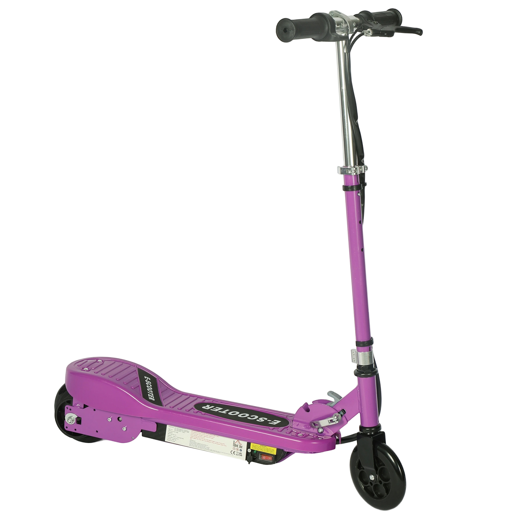 Homcom Purple Foldable Electric Kids Scooter, Ride-On For Ages 7-14 Years,