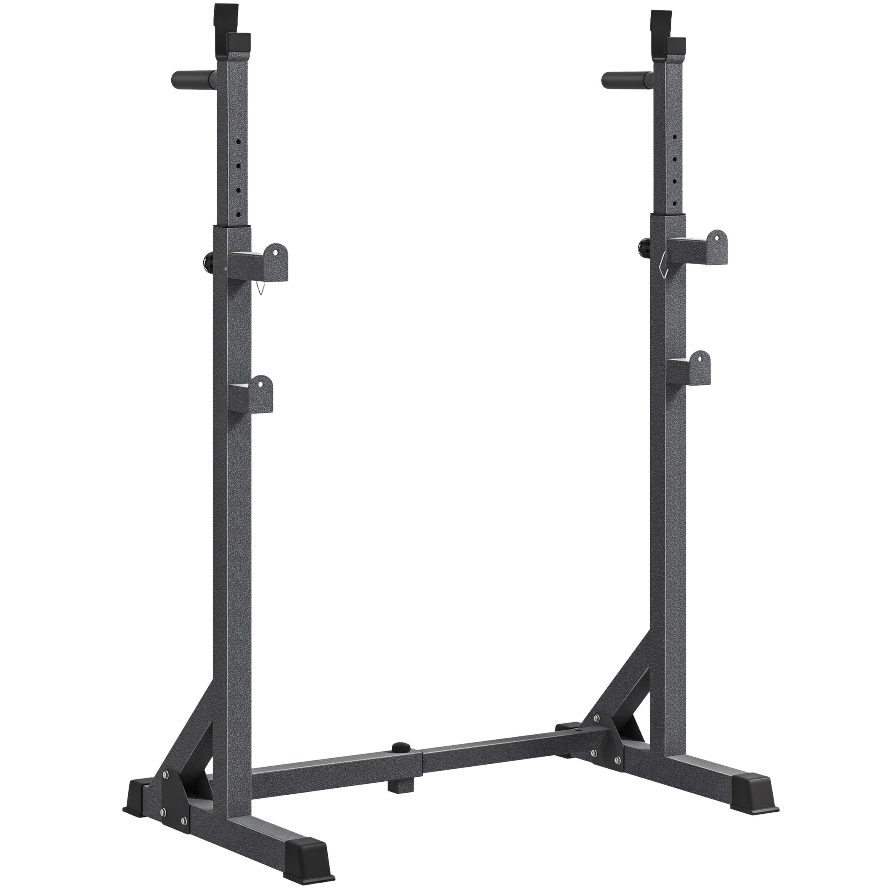 SPORTNOW Hantelständer, höhen- und breitenverstellbar, Hantelablage mit Sicherheitsverschlüssen, Stahl Langhantelablage bis 150 kg belastbar, Squat Rack Dip-Station für Krafttraining   Aosom