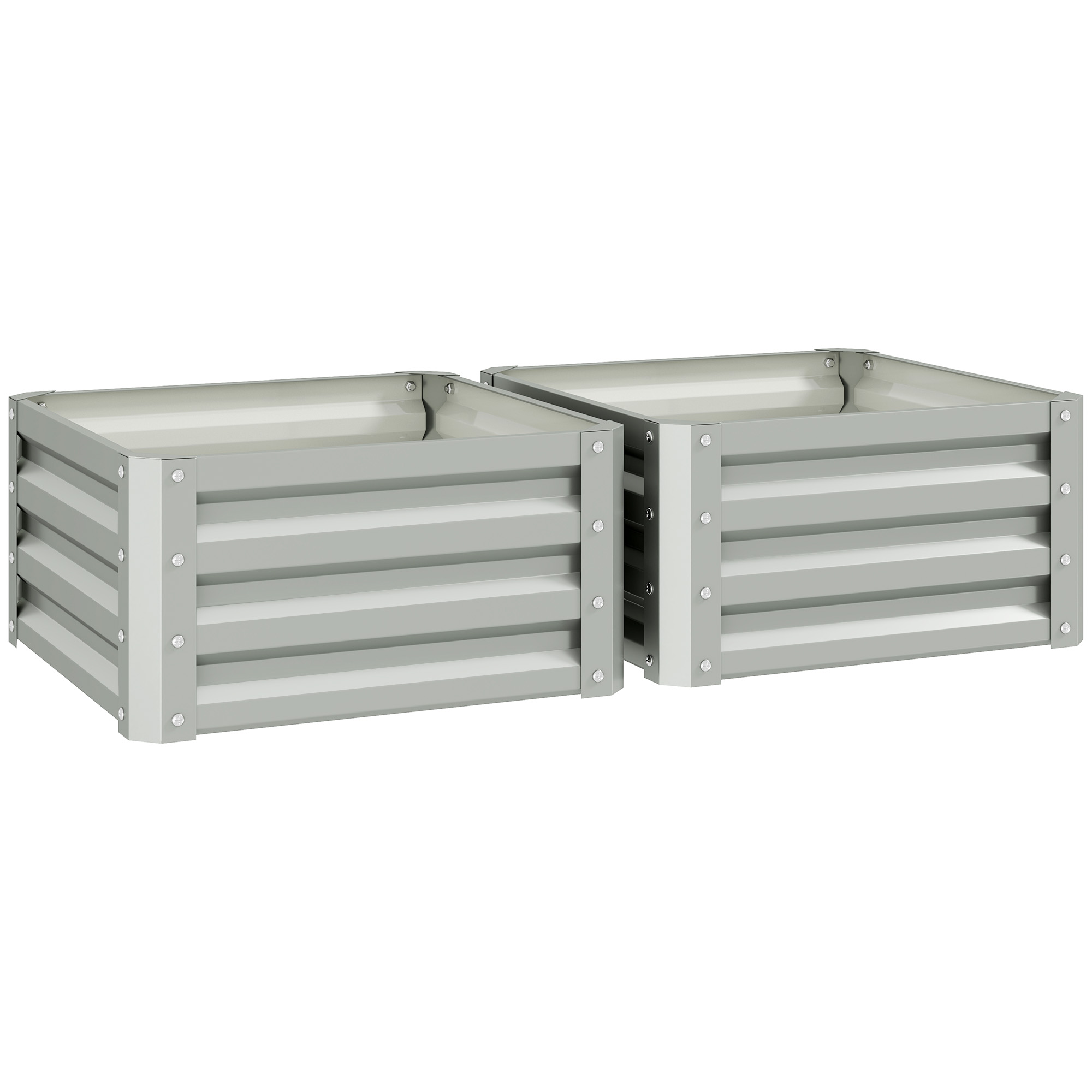 Outsunny Set of Two 60 x 60cm Steel Planter Boxes – Light Grey Outsunny Set of Two 60 x 60cm Steel Planter Boxes – Light Grey