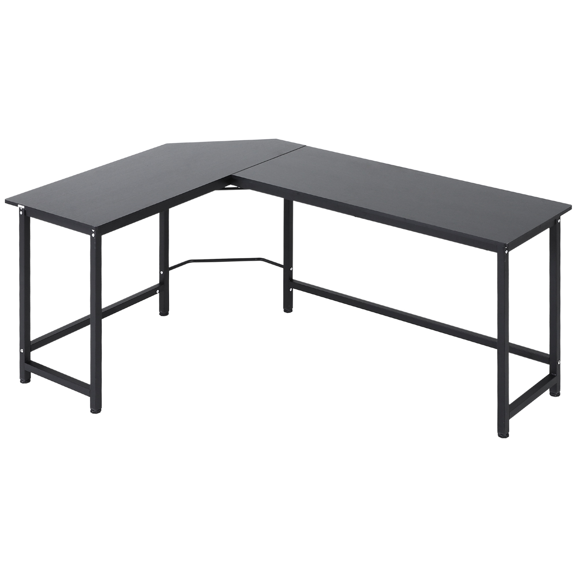 Vinsetto Escritorio Esquinero Mesa de Ordenador Oficina Hogar de Forma L Marco Metal 168x120x75cm Negro | Aosom España