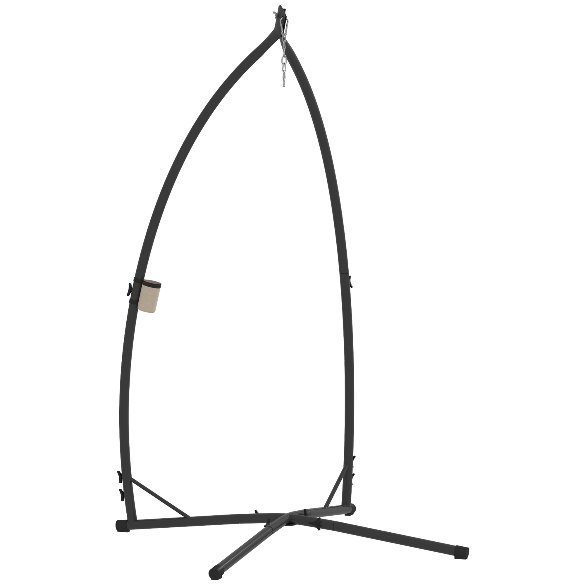 Outsunny Soporte para Silla Colgante con Estructura de Acero Base Estable y Portavaso para Patio Jardín Balcón Negro