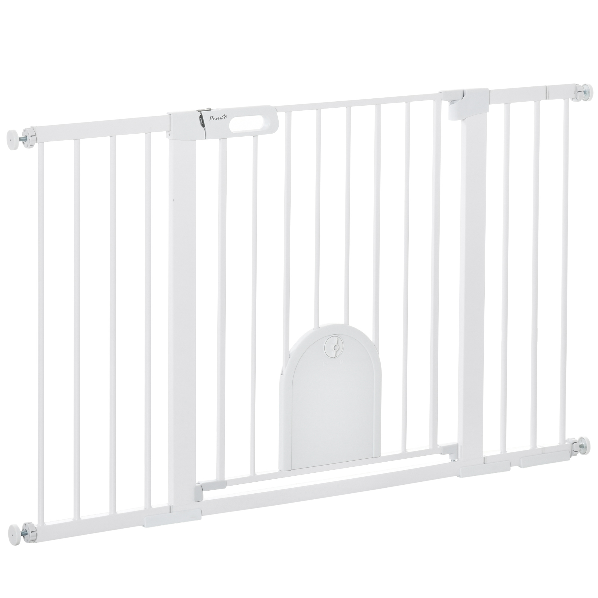 PawHut Barreira de Segurança de Animais de Estimação para Escadas e Portas com Aberturas de 75-131 cm com 3 Extensões Branco