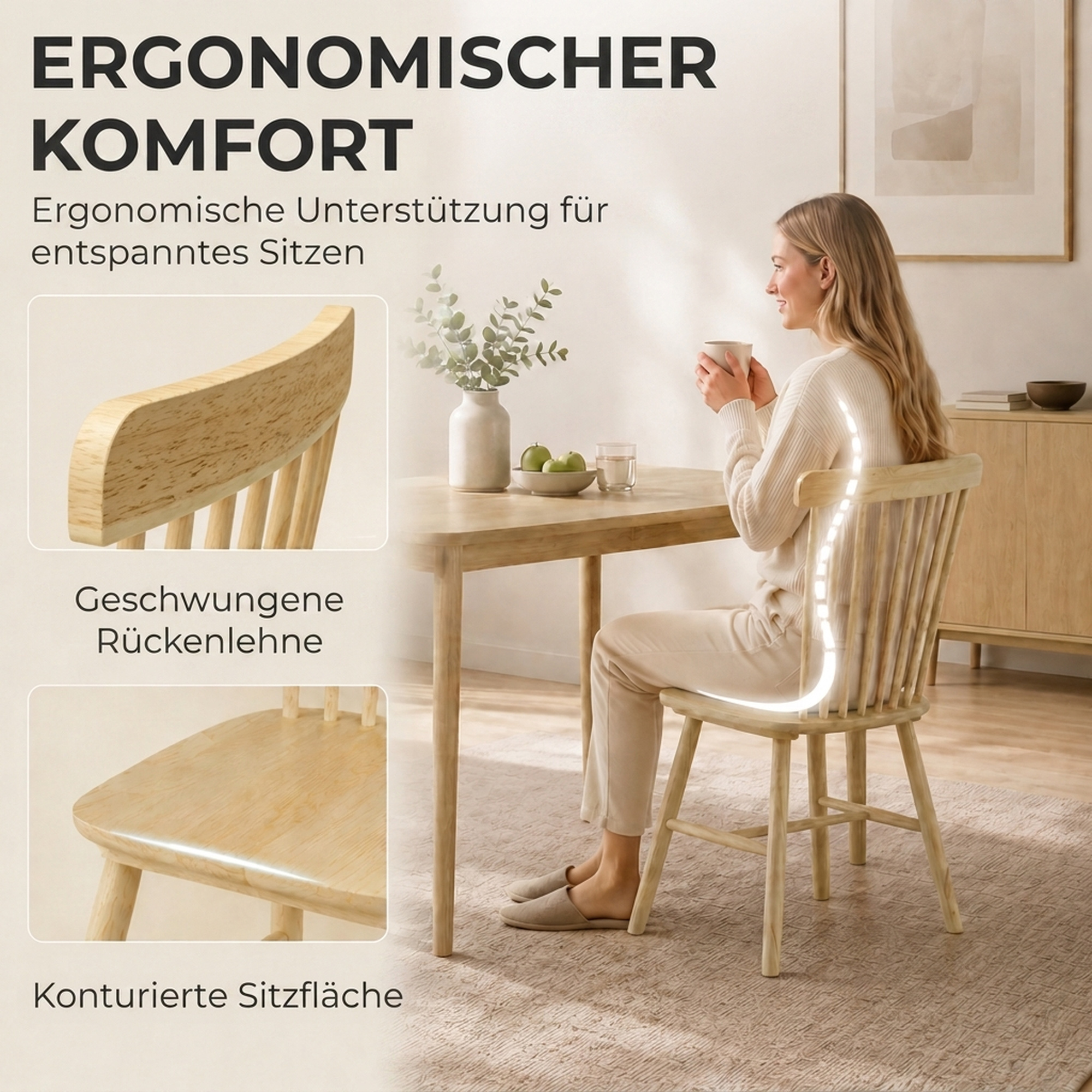 Söögitoa toolid, 2 tk komplekt, köögitoolid, moodne polsterdatud tool kumera seljatoega, valmistatud kummipuust söögituppa