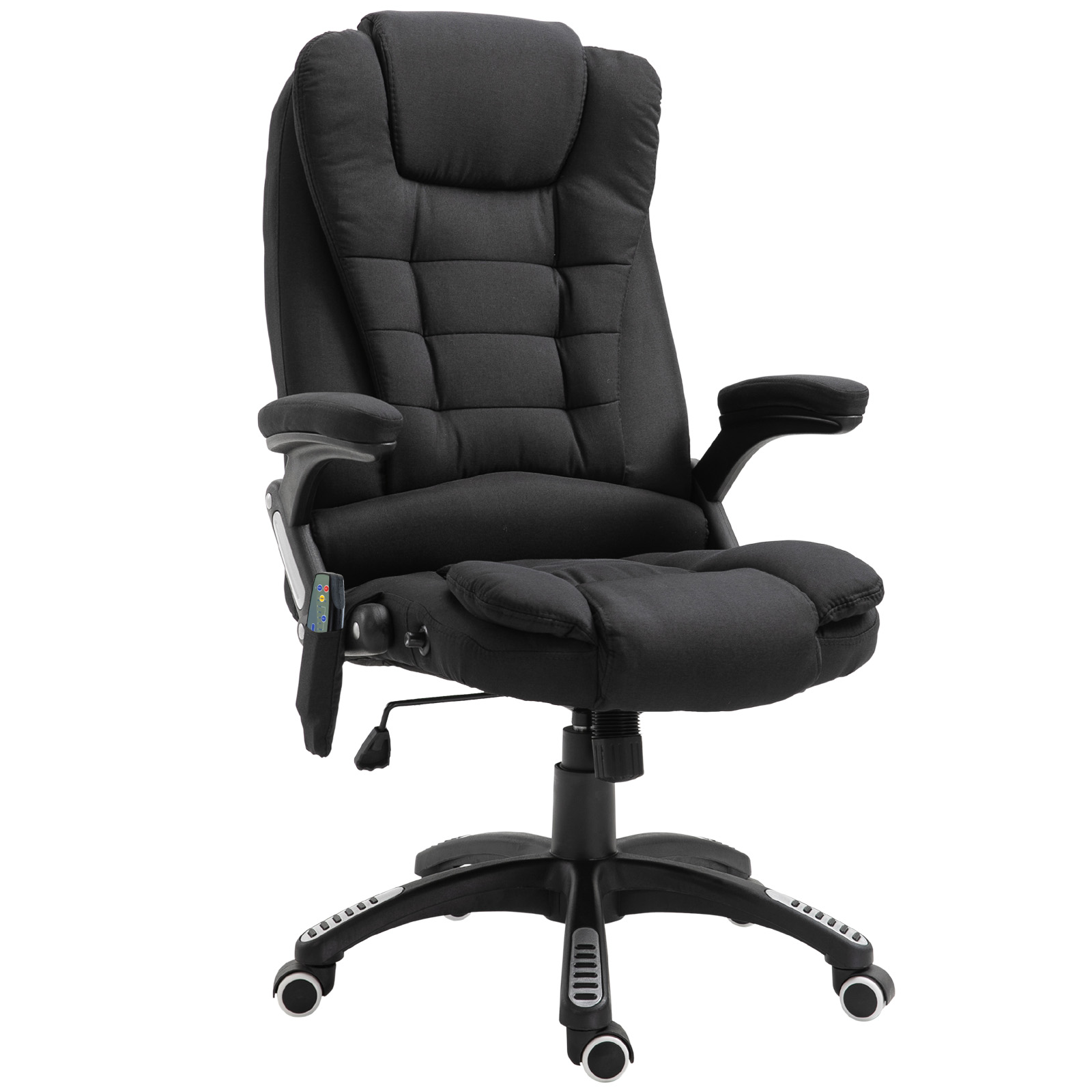 Vinsetto Sillón Relax Masaje Silla Masajeadora Grande para Oficina 6 Puntos Calefacción Altura Ajustable Ruedas 68x72x110-120 cm Negro | Aosom España