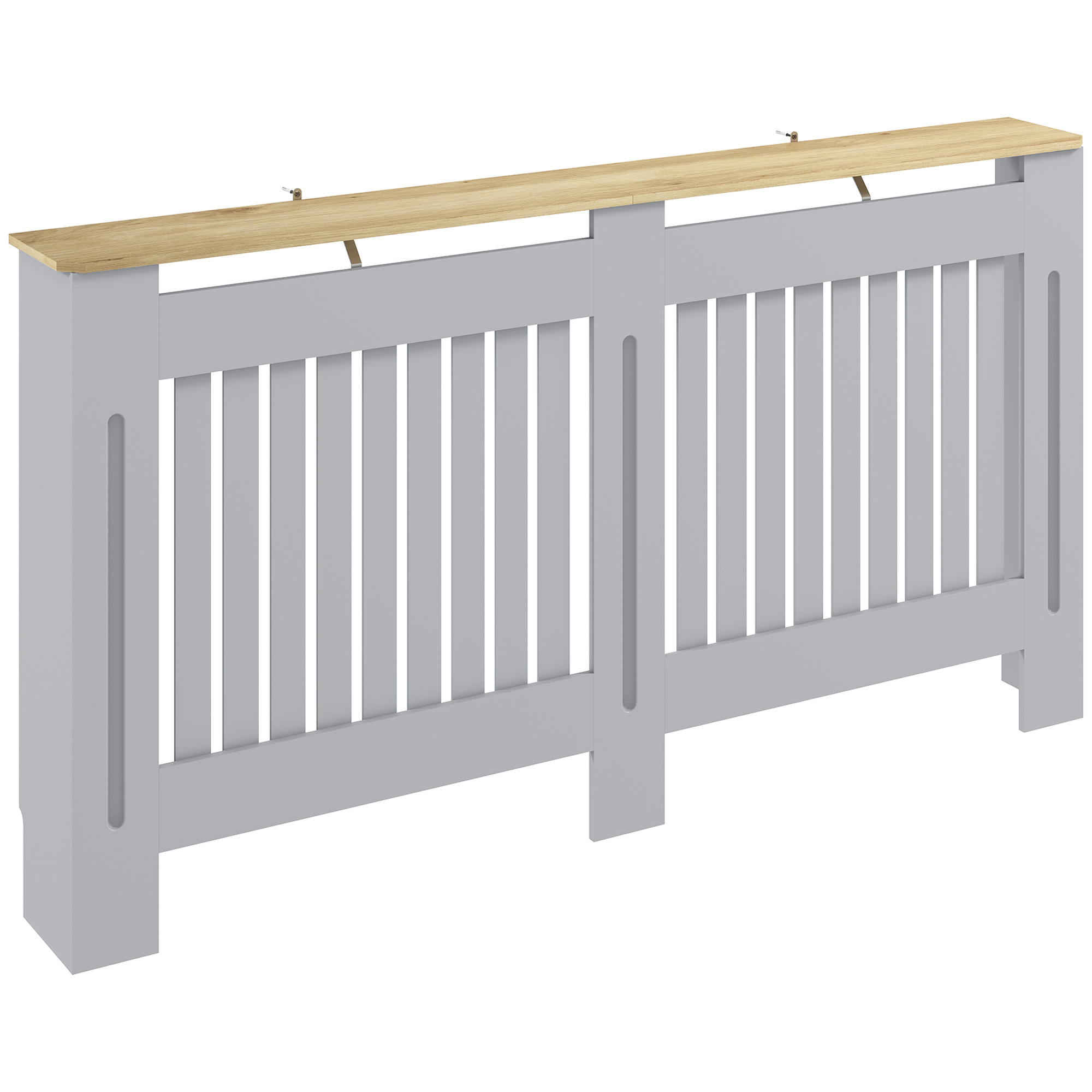 HOMCOM Slatted Radiator Cover, Painted Cabinet with Line Grill Design, 152W ? 19D ? 81H cm, Grey