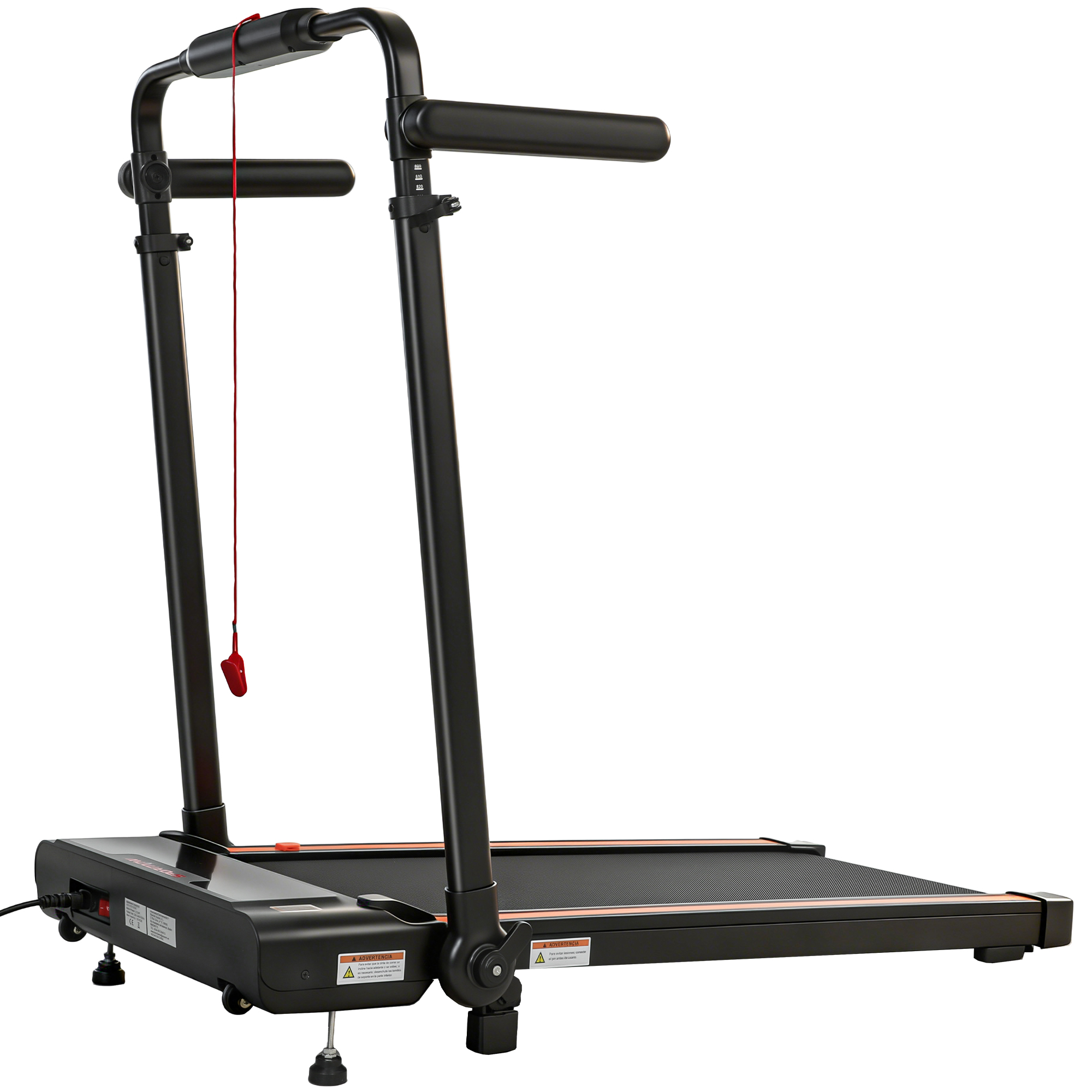 SPORTNOW Cinta de Correr Plegable con Escritorio Extraíble 2.5HP 1-12 KM/H Pantalla LED Manillar y Soporte para Móvil Negro