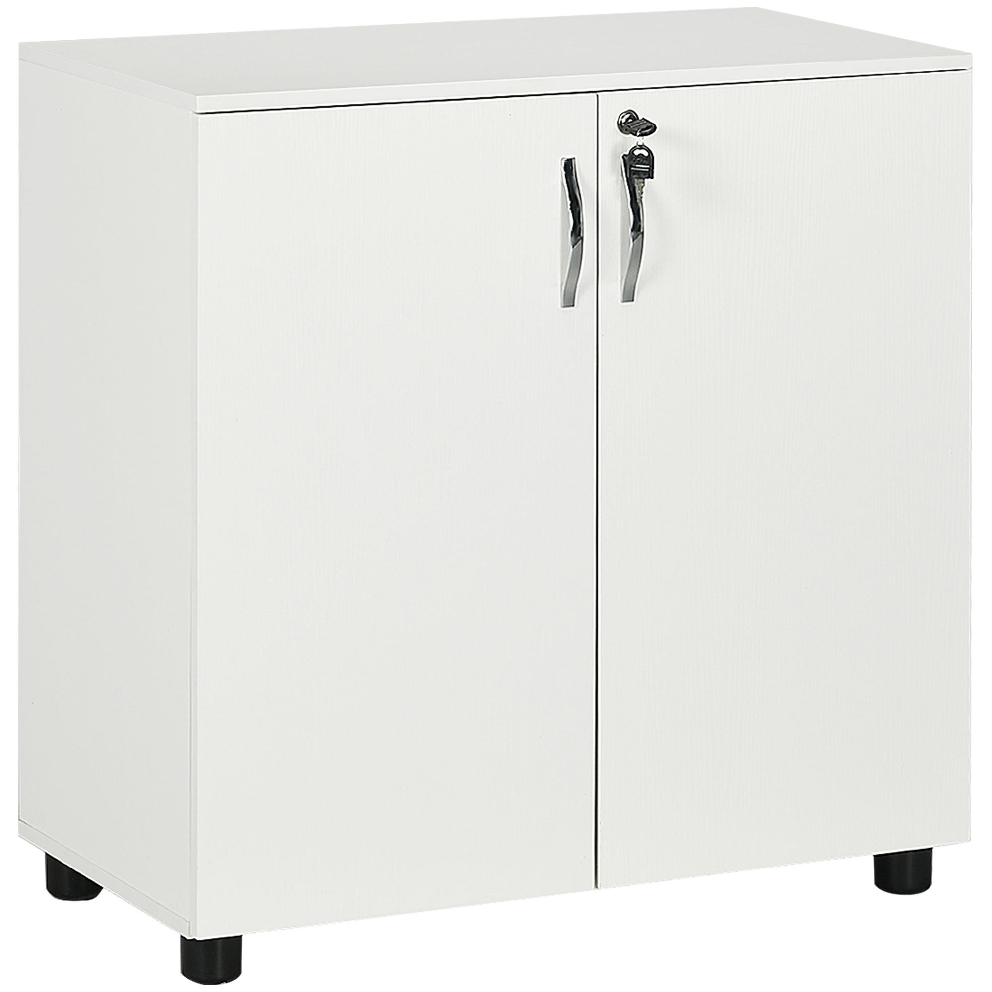 Vinsetto White 2-Tier Locking Office Storage Cabinet File Organisation W/ Feet Melamine Coating Aluminium Handles 2 Keys Stylish | Aosom Uk