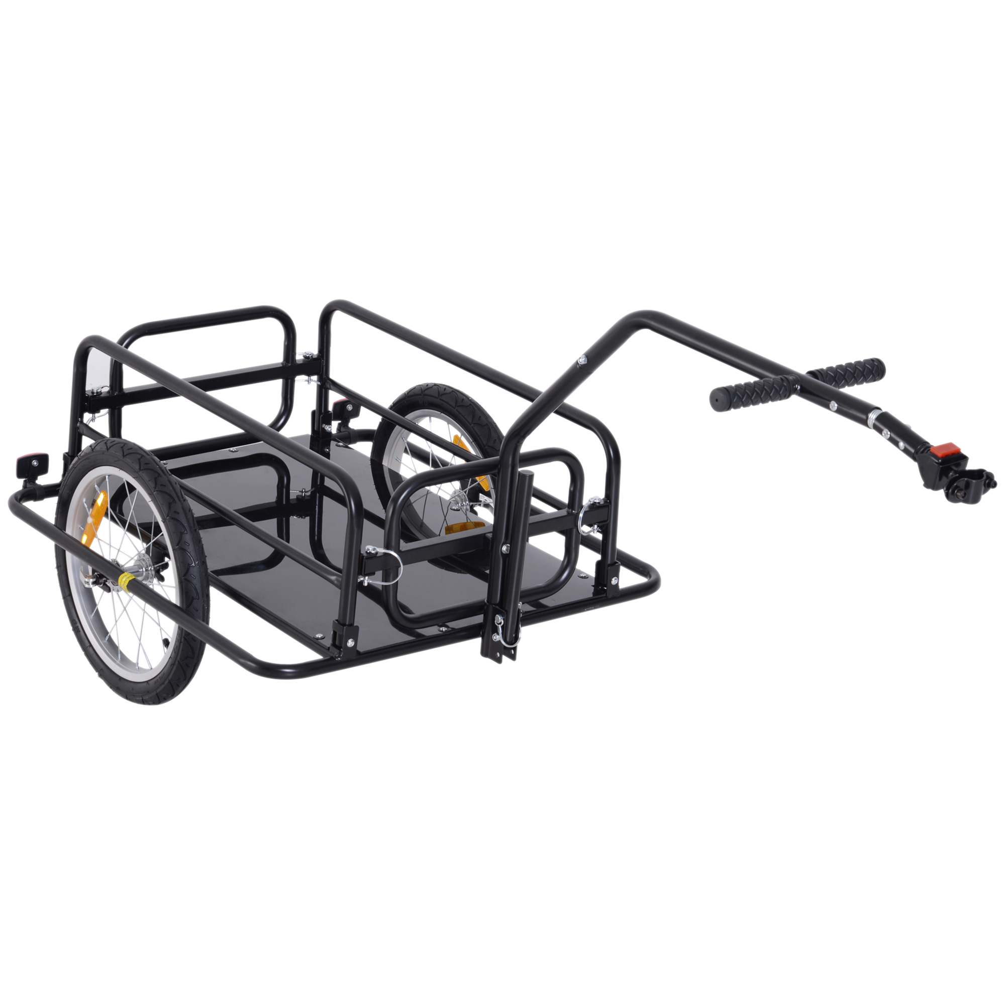 HOMCOM Remolque de Carga para Bicicleta Plegable con 2 Ruedas Reflectores Seguros Carga 40 kg 155x71,5x77 cm Negro | Aosom España