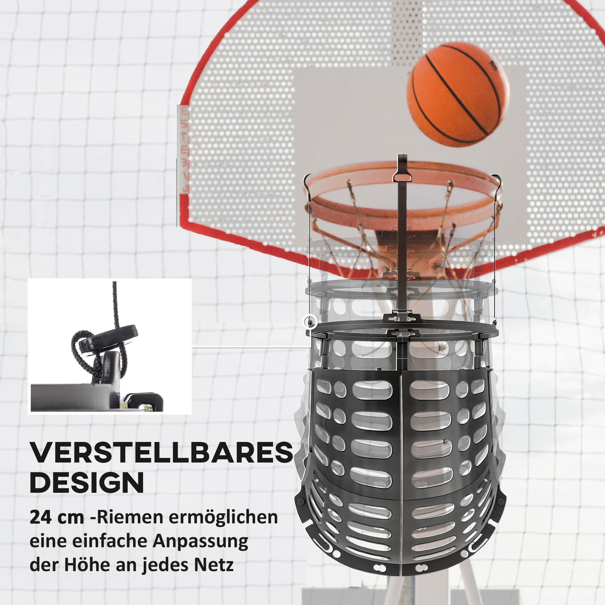 Korvpalli tagasilöögikamber, kõrgusega reguleeritav, 360° pööratav, plastist, 35,6P x 35,6L x 75,5K cm, must