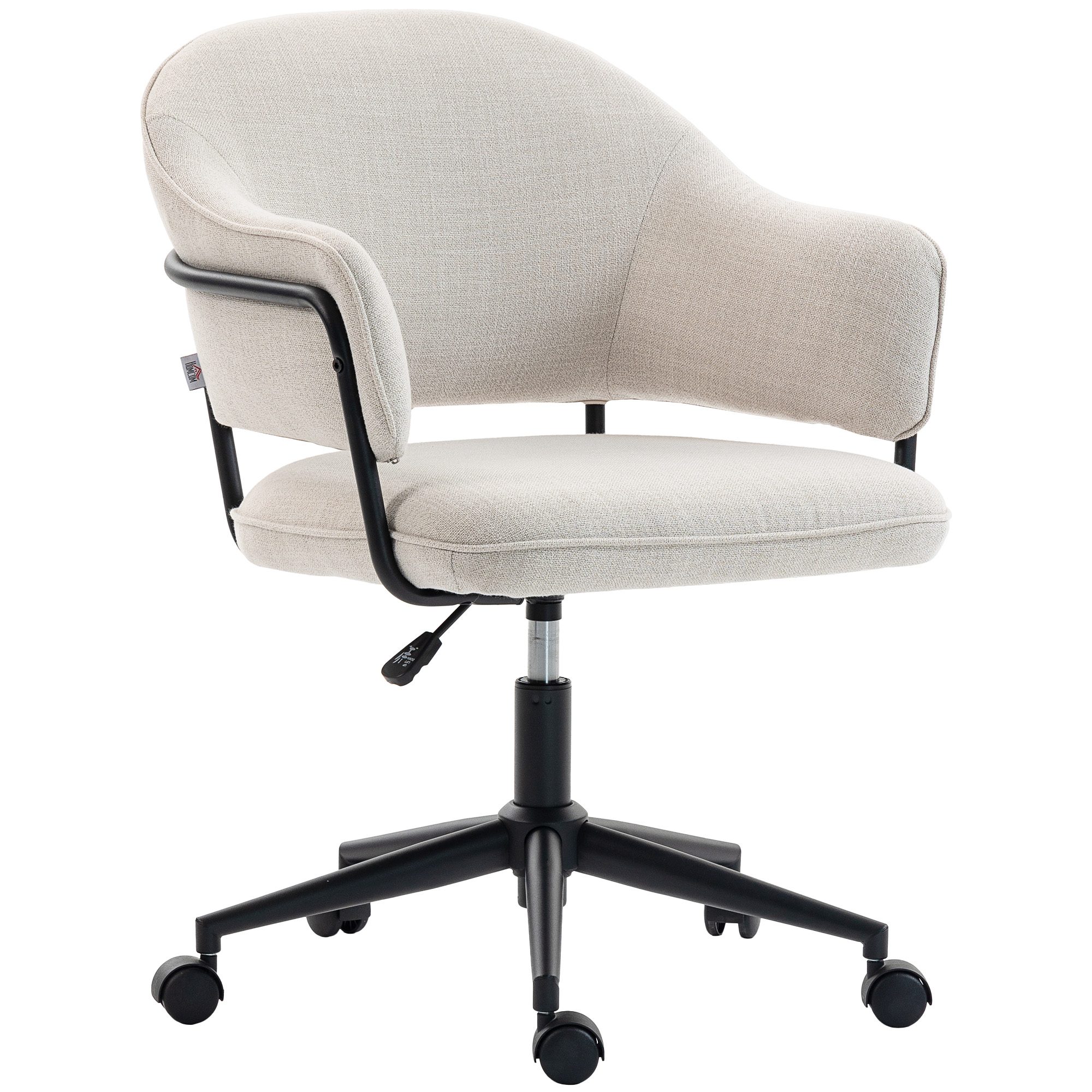Chaise bureau ergonomique, fauteuil de bureau avec hauteur réglable, pivotant 360°, crème