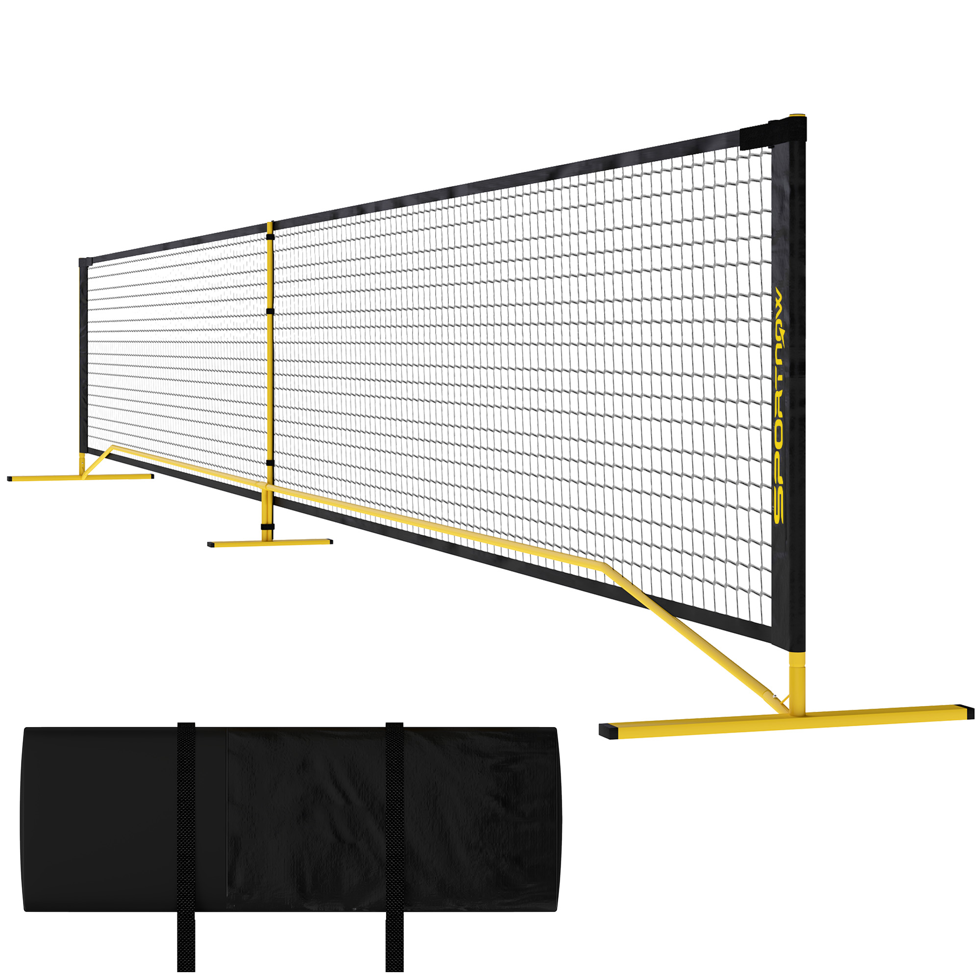SPORTNOW Pickleball-Netz tragebar, 6,7 m mit Tragetasche, Metallrahmen für Indoor Outdoor Gelb Aosom