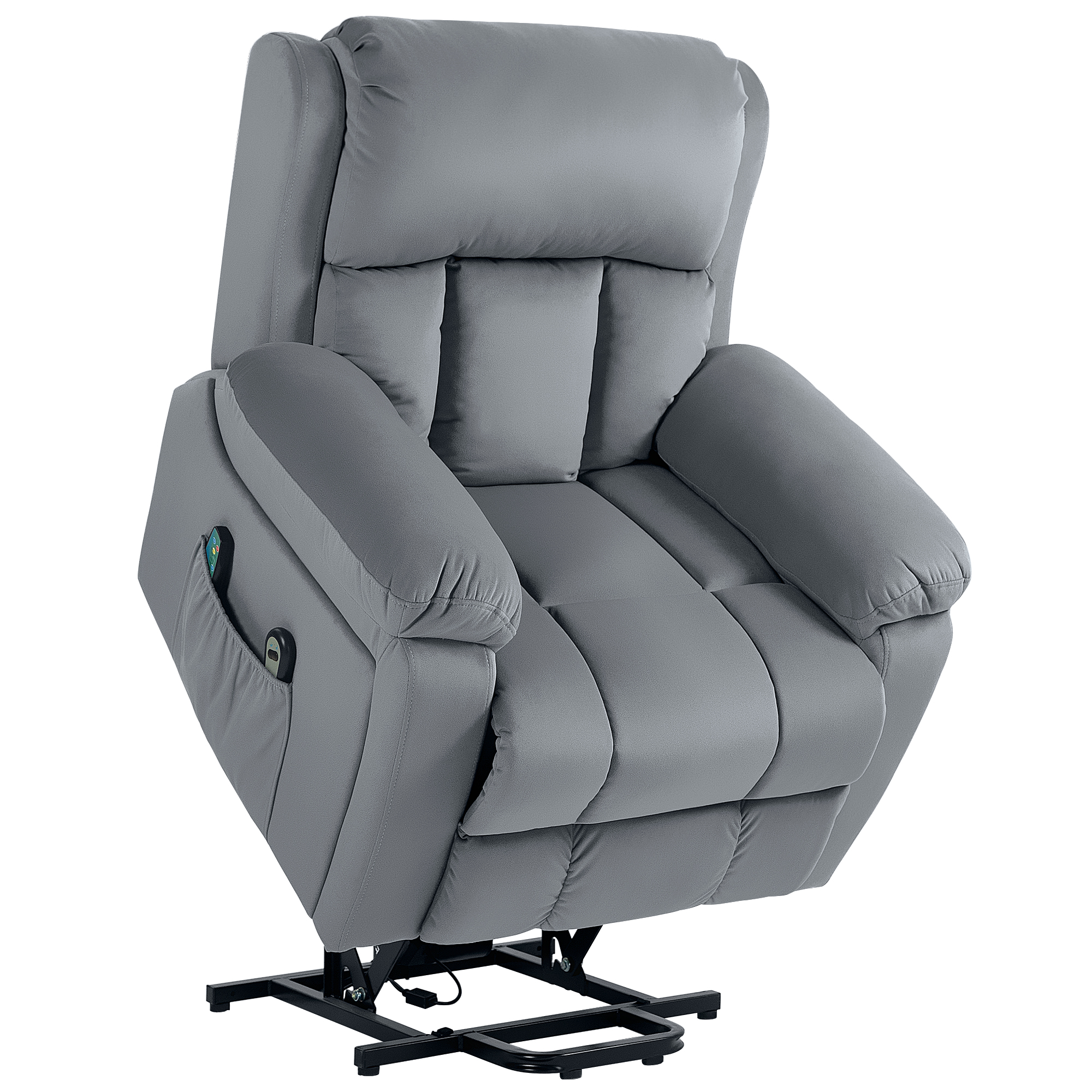 HOMCOM Sillón Levanta Personas con 8 Punto de Masaje Función de Calentamiento Mando a Distancia y Bolsillo Lateral Gris