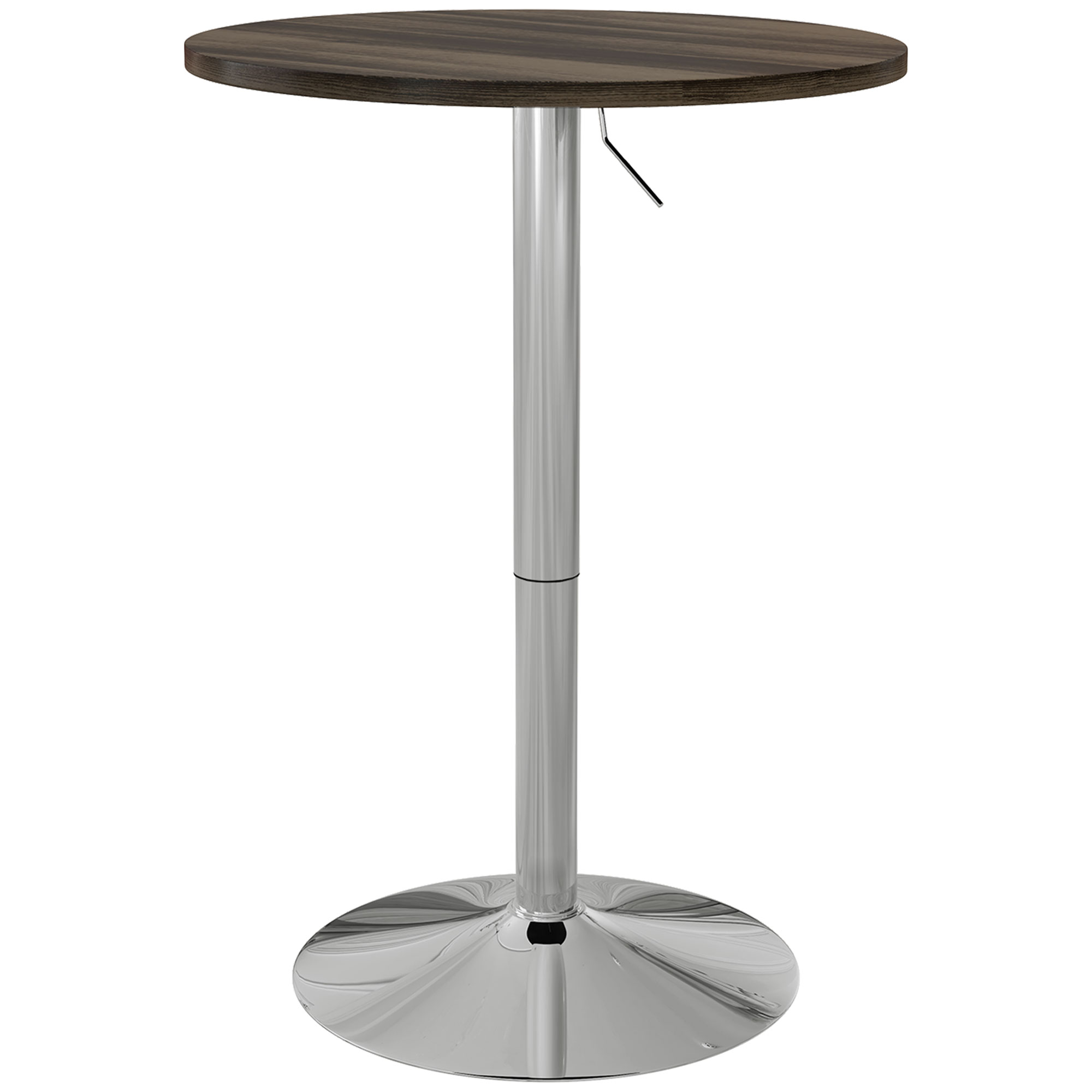 HOMCOM Mesa Alta Cocina Mesa Alta Bar Redonda para 2 Personas Altura Ajustable Tablero Giratorio 360° 60x60x91 cm Nogal