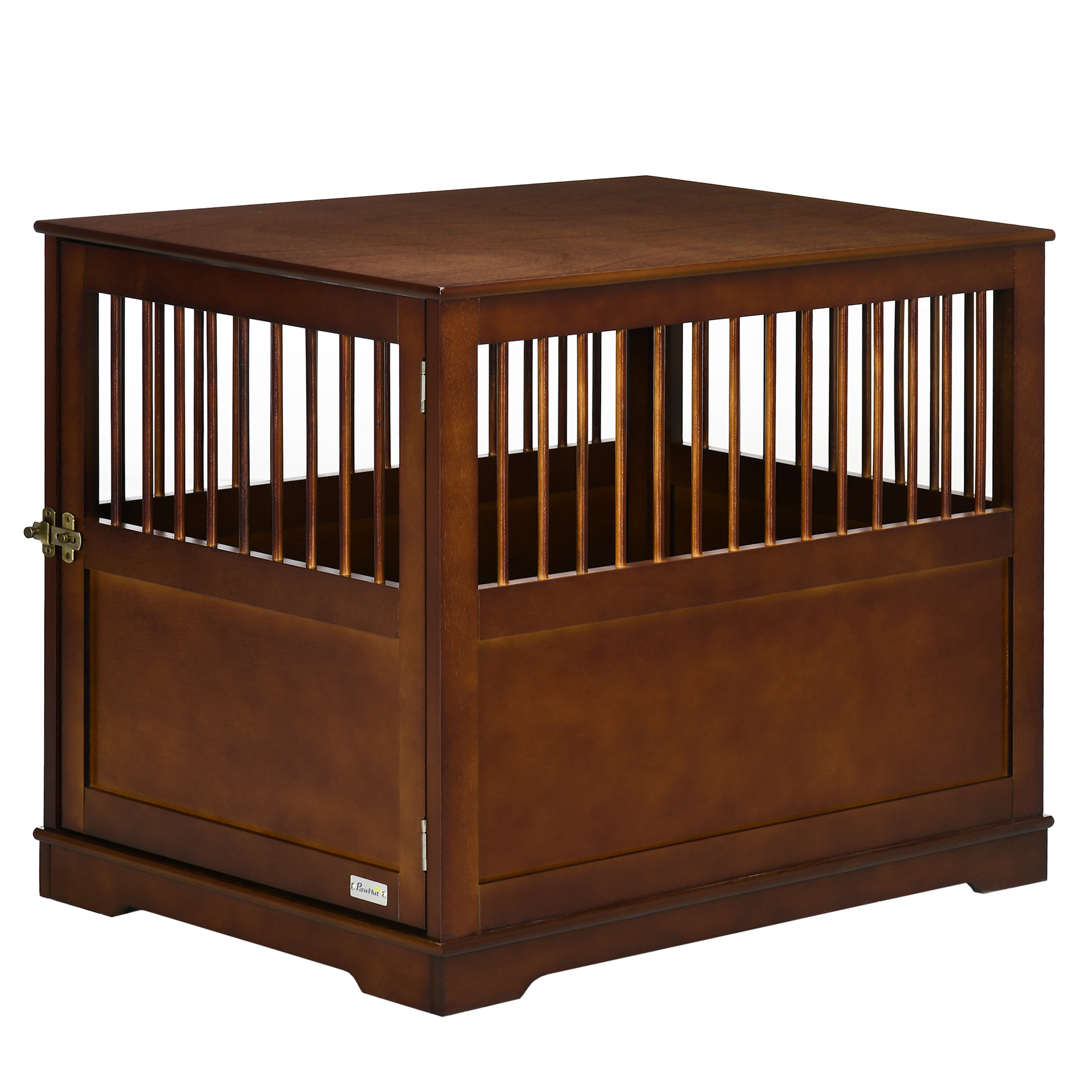 PawHut hondenkooi, multifunctioneel met tafelblad, stevige hondenbench, eenvoudig te reinigen, 91 x 61 x 76 cm, bruin | Aosom.nl