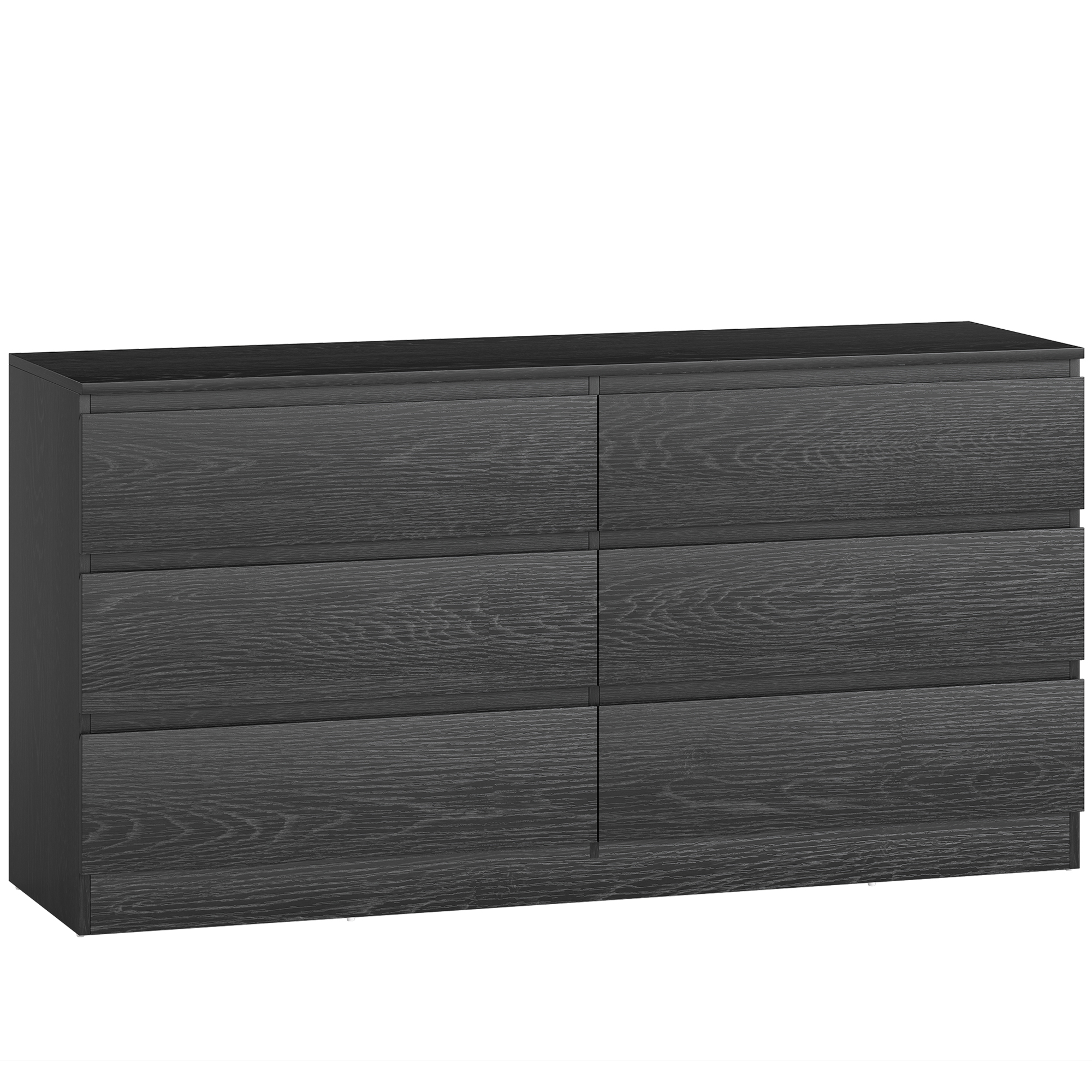HOMCOM Cómoda Cajonera Negra con 6 Cajones 140x40x71 cm para Salón Oficina Estilo Moderno Negro Veteado | Aosom España
