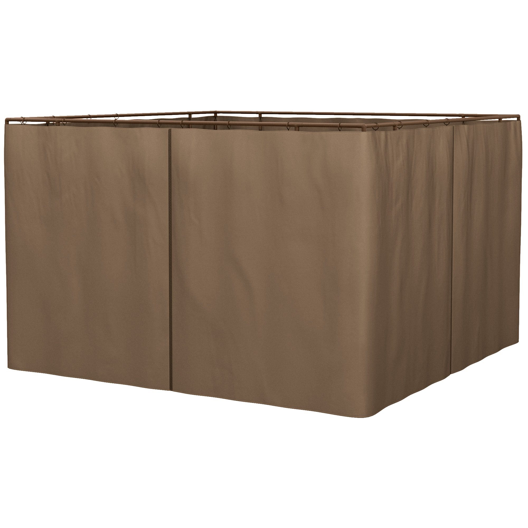 Outsunny 4 Paredes Laterales para Cenador 3x2 m con Ganchos Cortinas sin Ventanas para Carpa de Jardín Exterior Fiesta Marrón