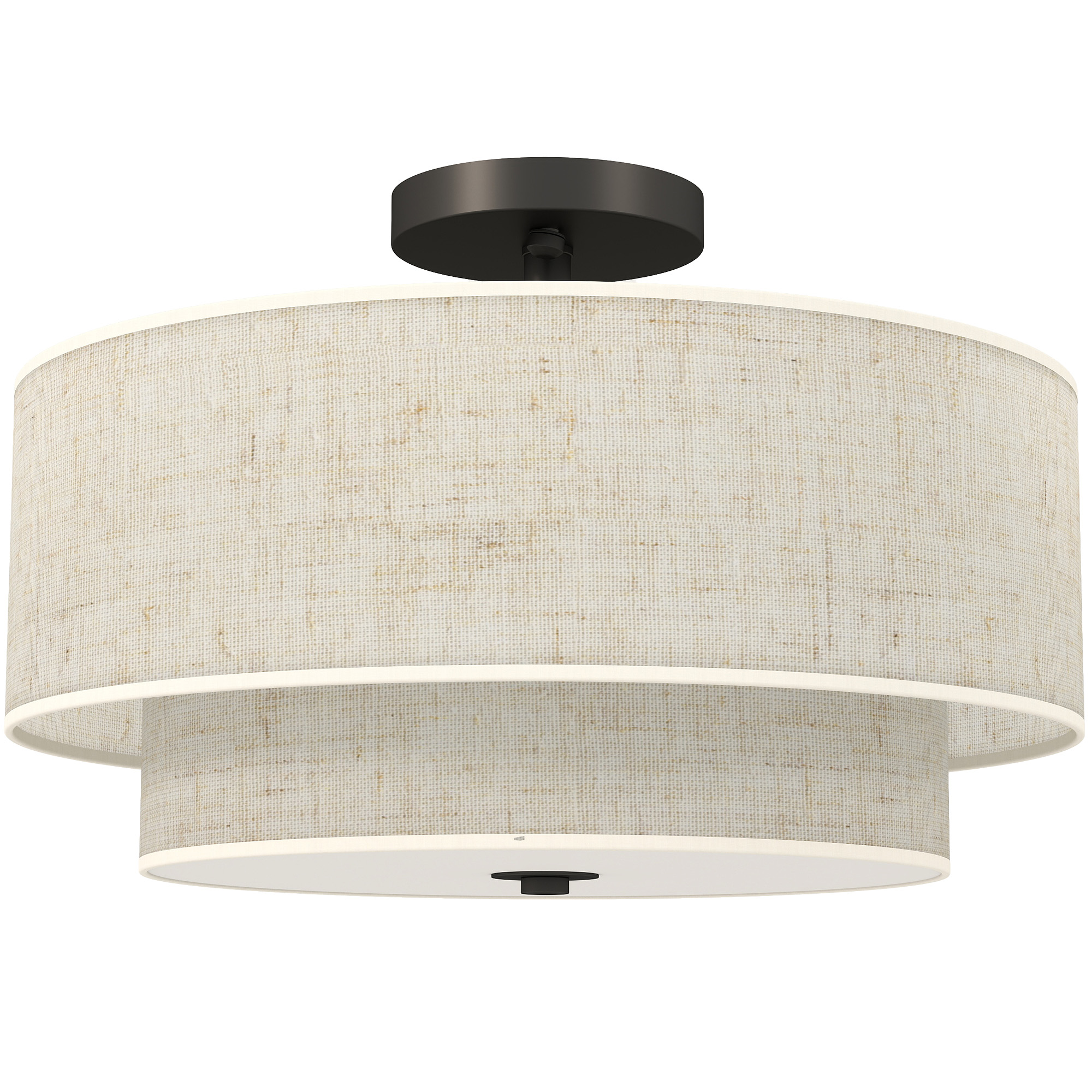 HOMCOM Deckenleuchte, Deckenlampe Hängend mit 3 x E14 Fassung, Runde Deckenbeleuchtung mit Lampenschirm aus Leinen für Schlafzimmer Wohnzimmer, exkl. Glühbirne Creme Aosom