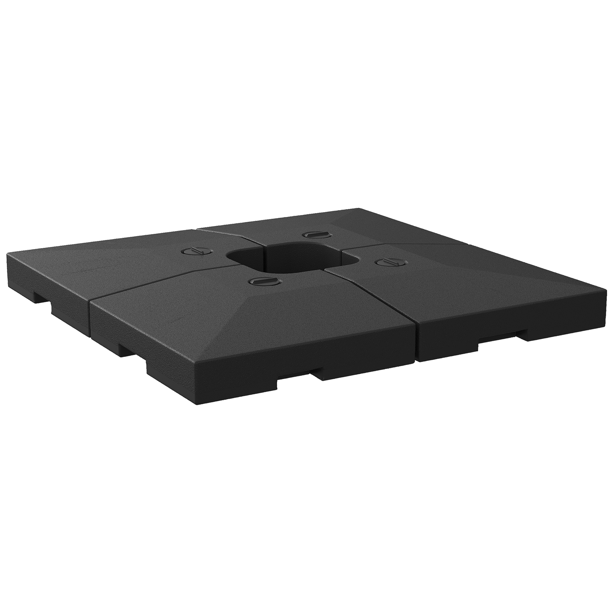 Outsunny Sonnenschirmgewicht 4 Stück 51 x 51 x 12 cm bis 130 kg befüllbar mit Sand oder Wasser HDPE-Kunststoff Schwarz für stabile Sonnenschirme Aosom.de