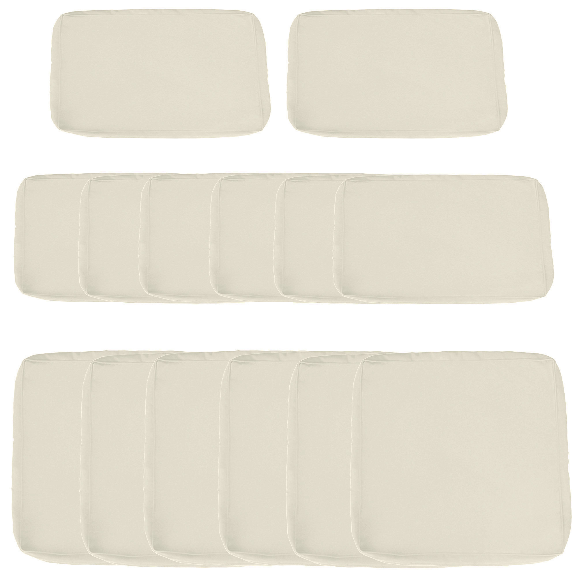 Outsunny Replacement Cushion Covers for Garden Sofa Set, Garden Rattan Sofa Cushion Polyester Cover Replacement Outdoor – No Cushion Included, Cream