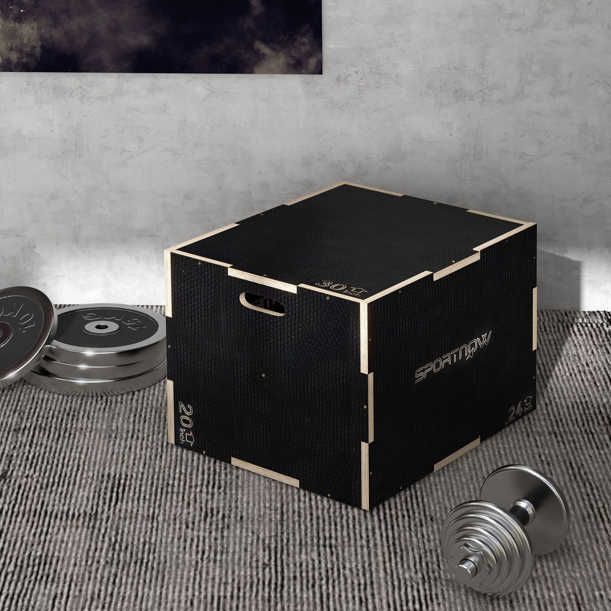 Plyo kast/hüppekast, vastupidav, 76x61x51 cm, must, käepide 10x3,5 cm, kuni 120 kg