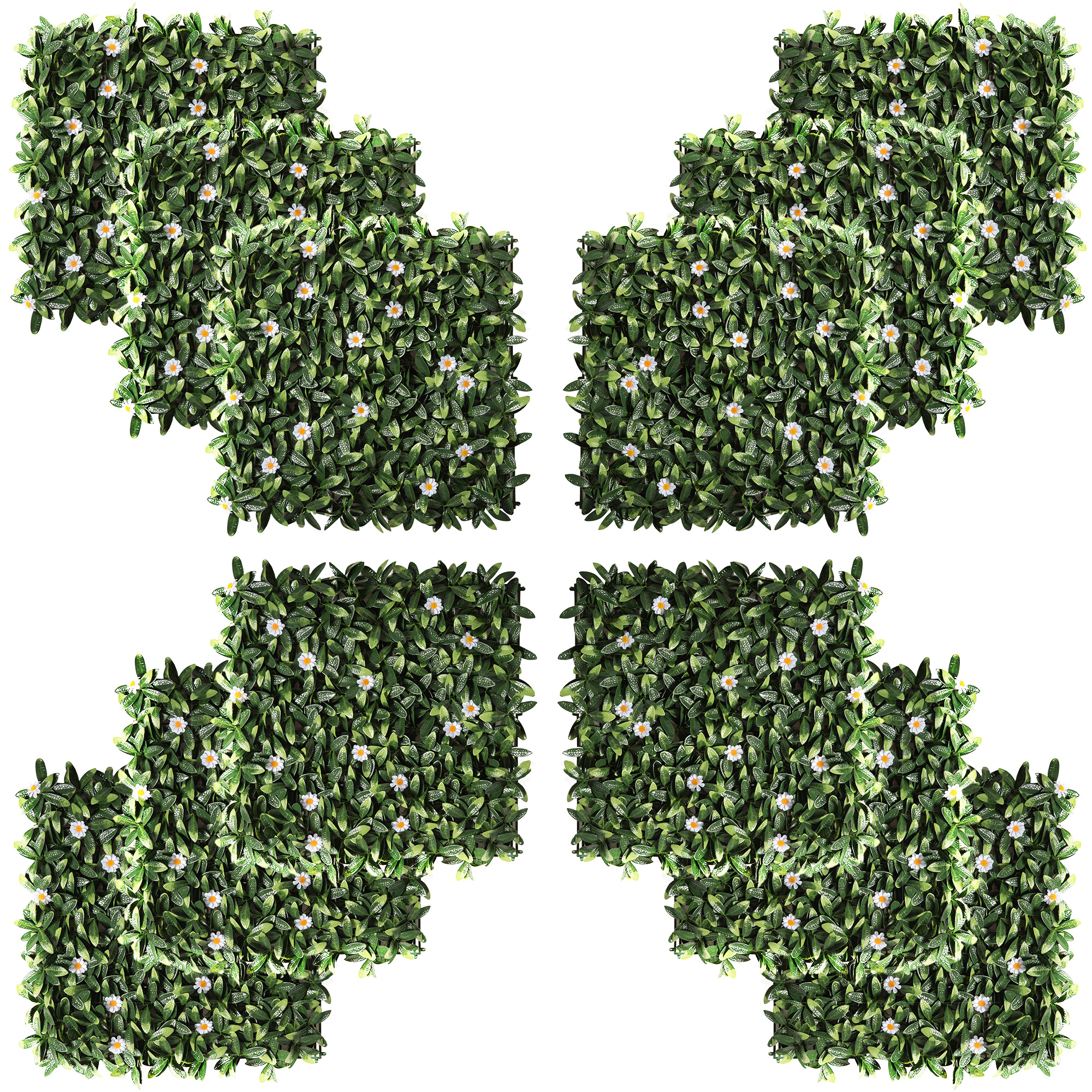 Outsunny 12 Stück künstliches Pflanzenwand Hecke 50x50 cm UV-Schutz Sichtschutz Rhododendronblätter Design Heckenpflanze für Garten Outdoor Dekor